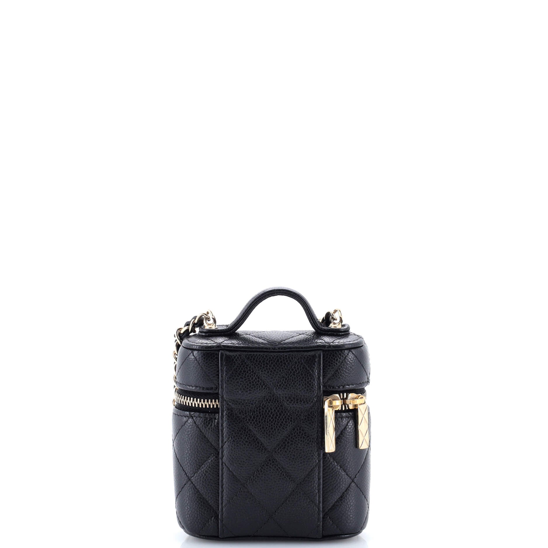 Handle with Care Vanity Case with Chain Quilted Caviar