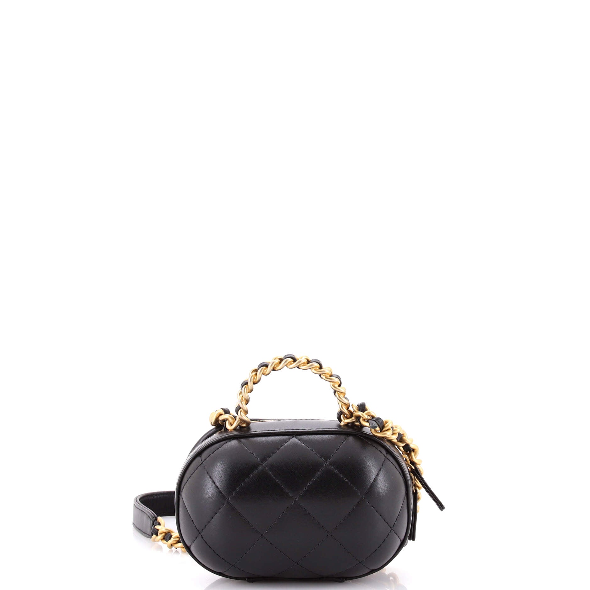 CC Bubble Top Handle Vanity Case with Chain Quilted Lambskin Mini