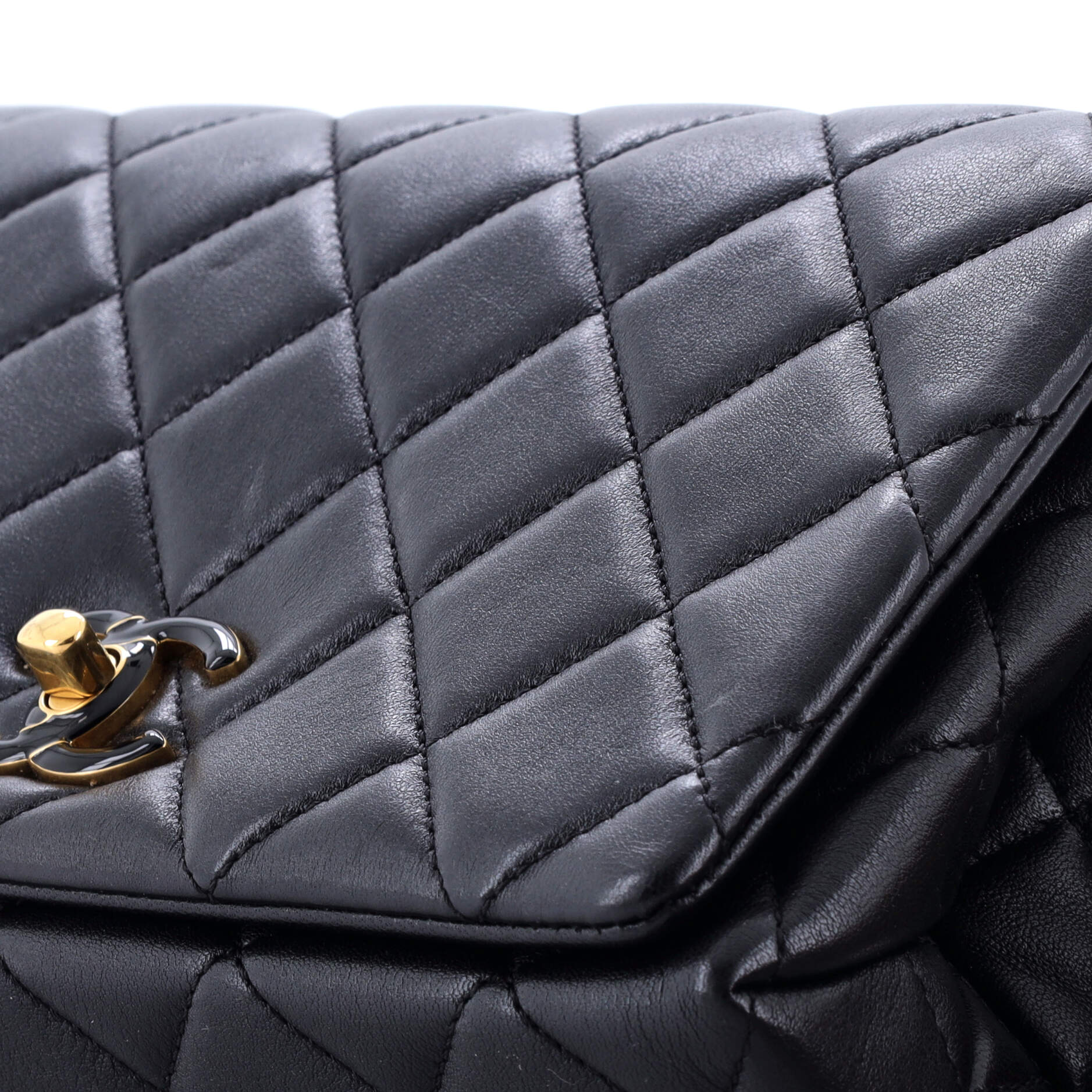 Enamel Multi CC Chain Flap Bag Quilted Lambskin Small