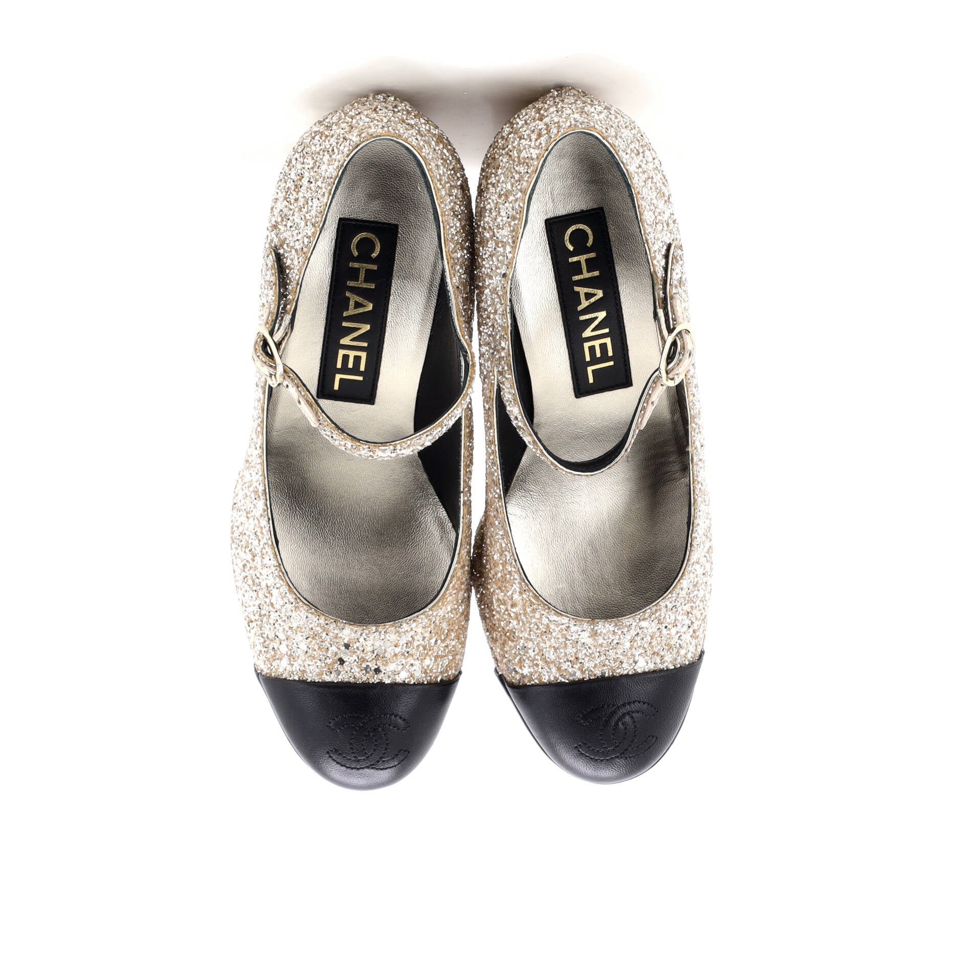 Women's Cap Toe CC Mary Jane Platform Pumps Glitter