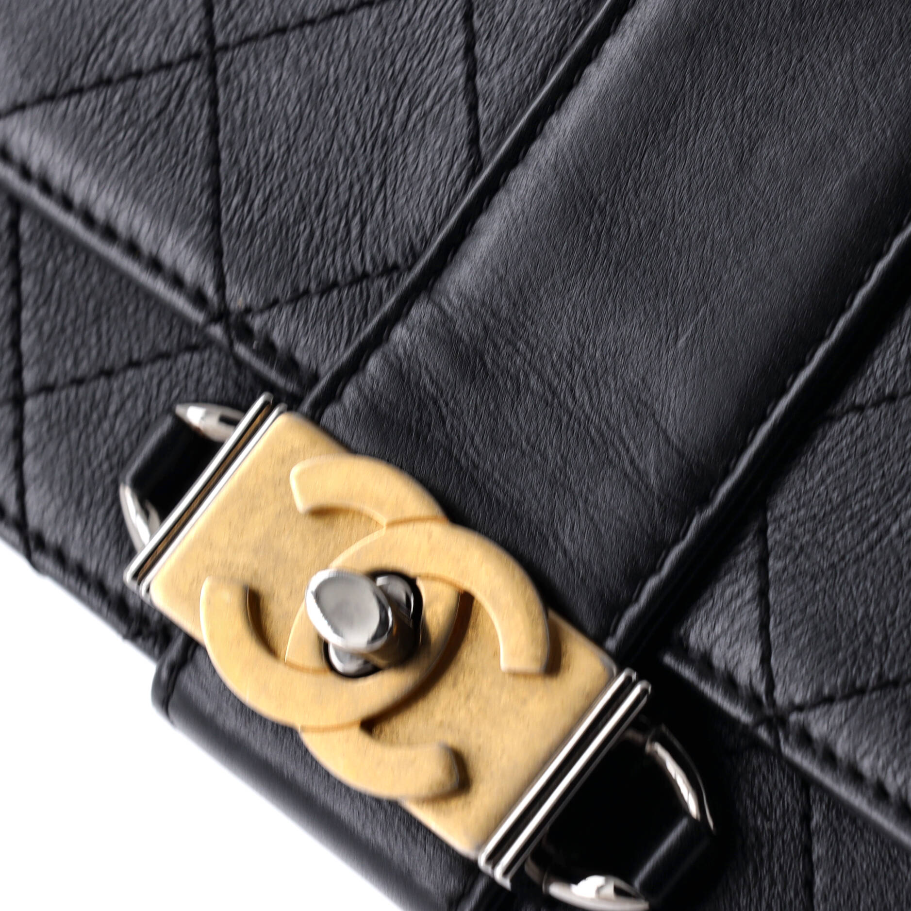 CC Chain Flap Shoulder Bag Quilted Calfskin Small