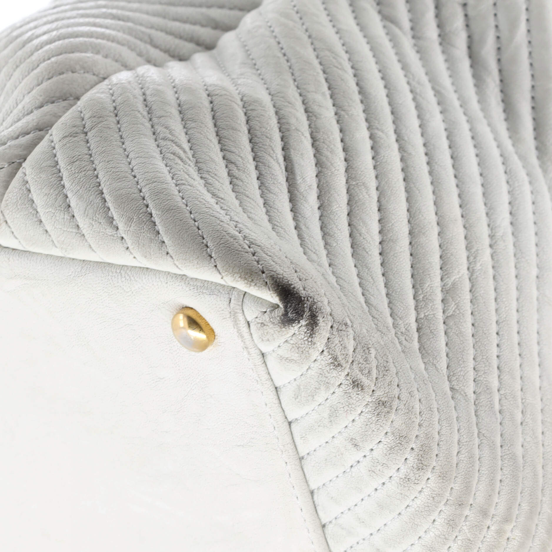 Medallion Charm Tote Chevron Wrinkled Lambskin Large