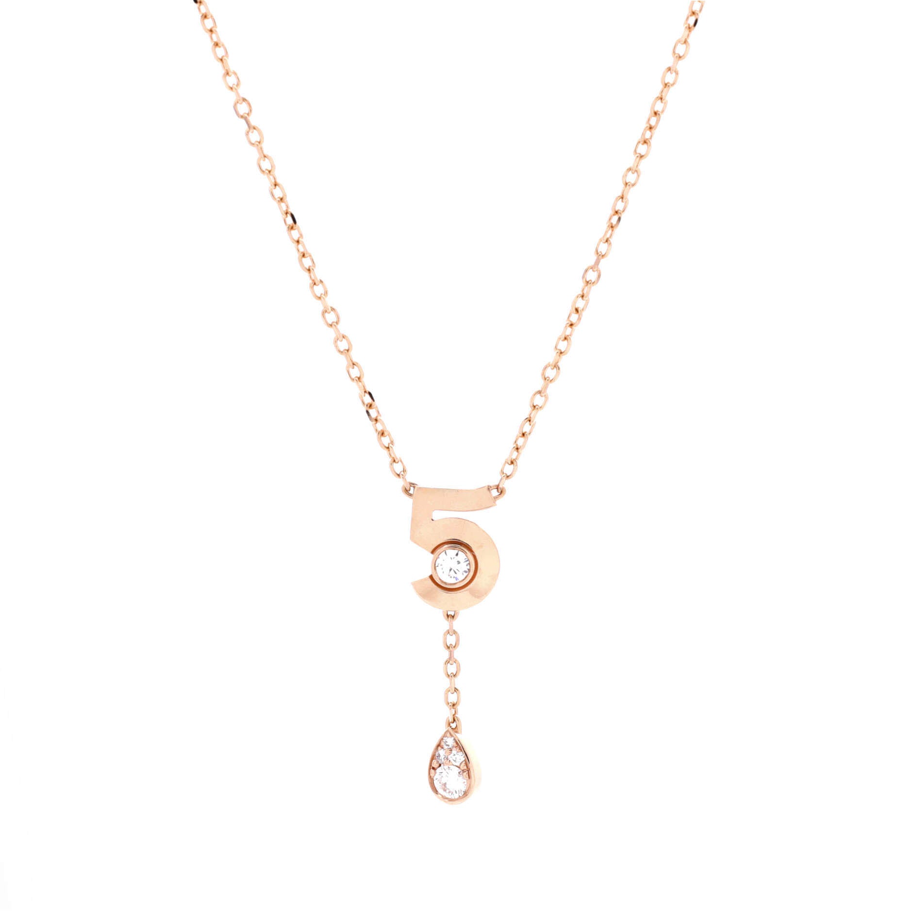Extrait de No.5 Pendant Necklace 18K Beige Gold with Diamonds