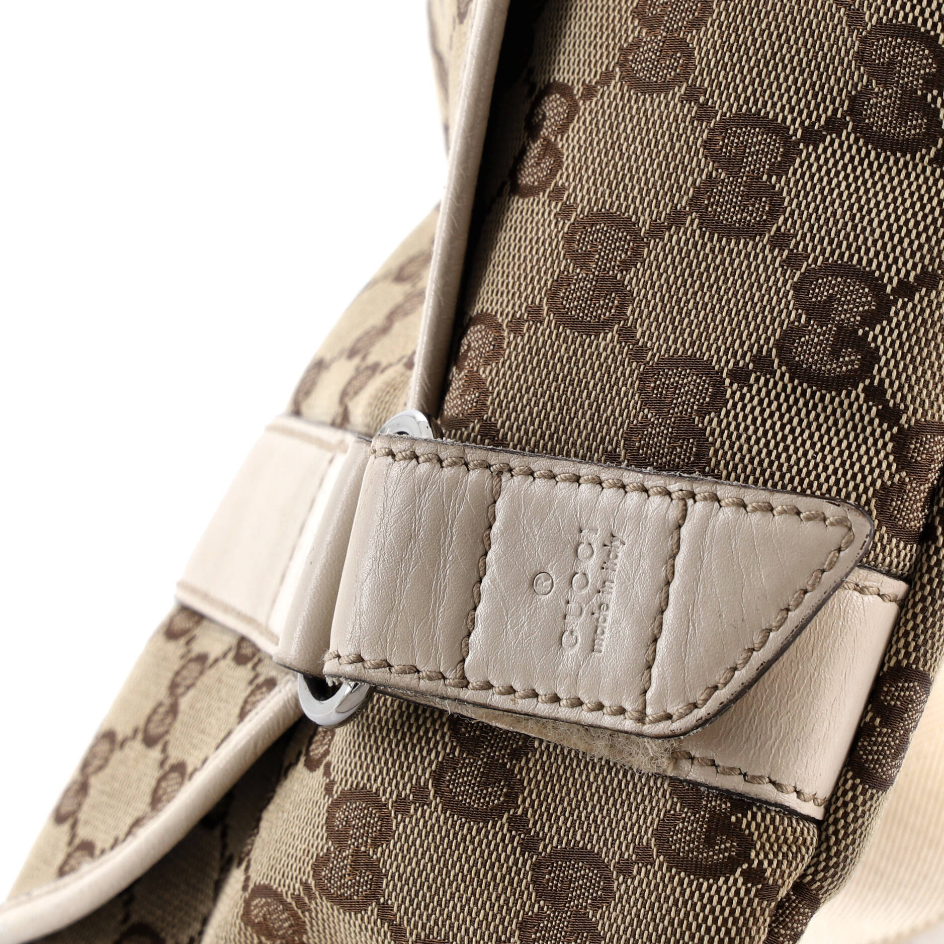 Double Belt Flap Messenger GG Canvas with Perforated Leather Small