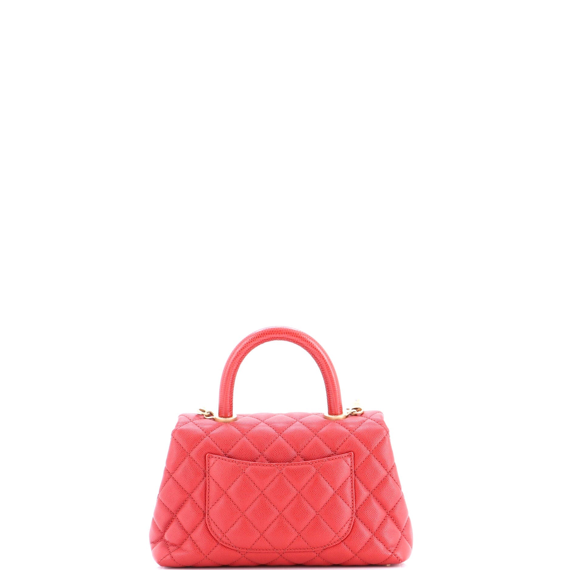 Coco Top Handle Bag Quilted Caviar with Lizard Mini