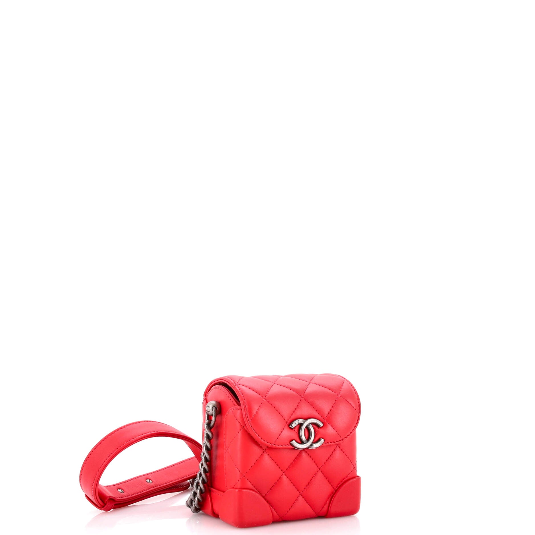 Trunk-Like Crossbody Bag Quilted Lambskin Mini