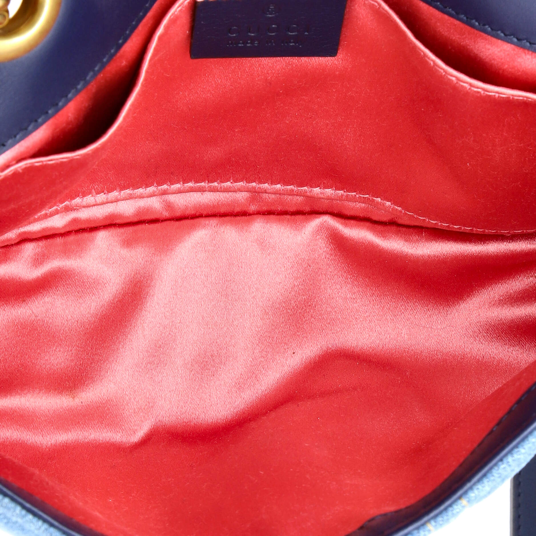 Pearly GG Marmont Flap Bag Embellished Matelasse Denim Mini