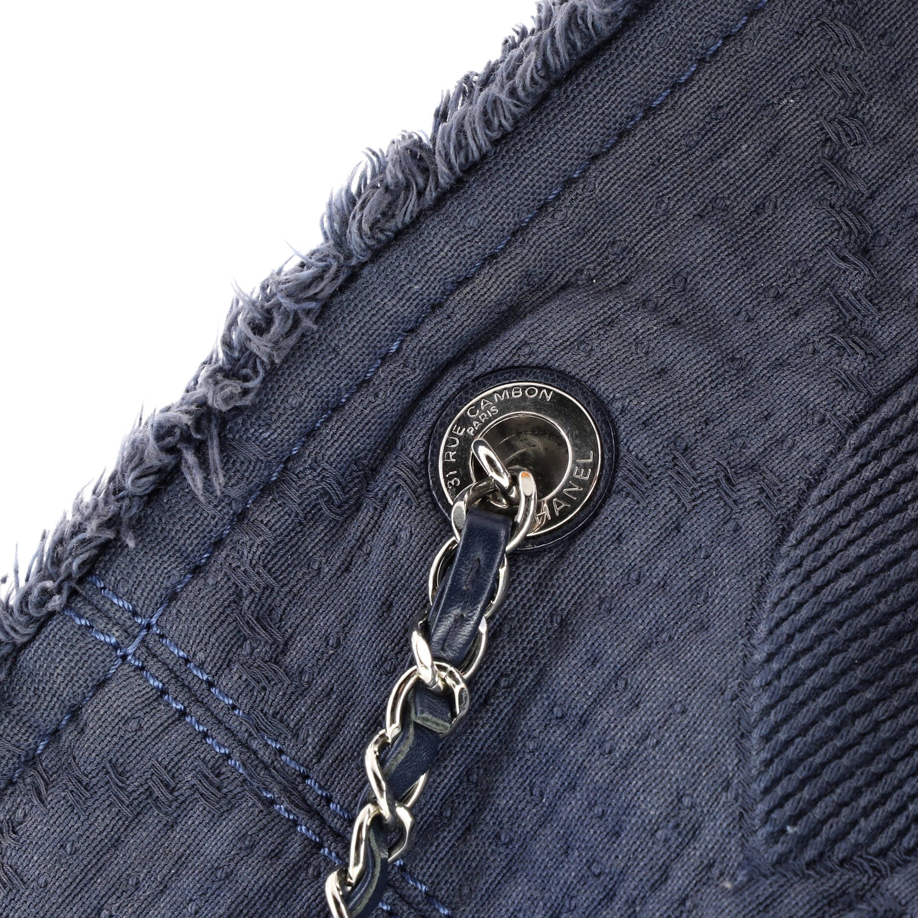 Double Face Deauville Tote Fringe Quilted Canvas Small