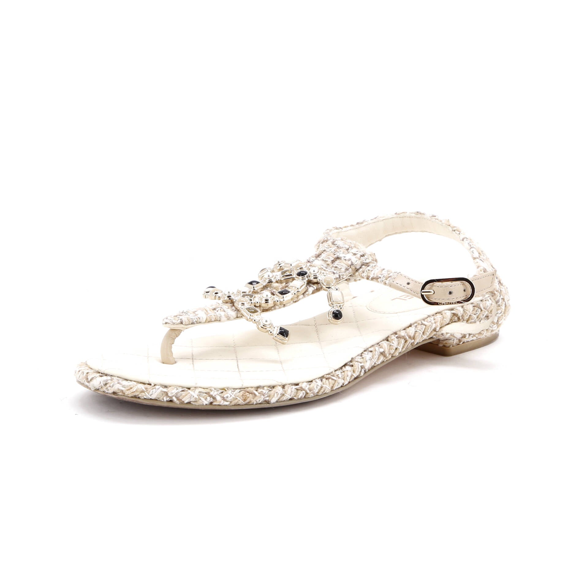 Women's Embellished CC Thong Sandals Tweed