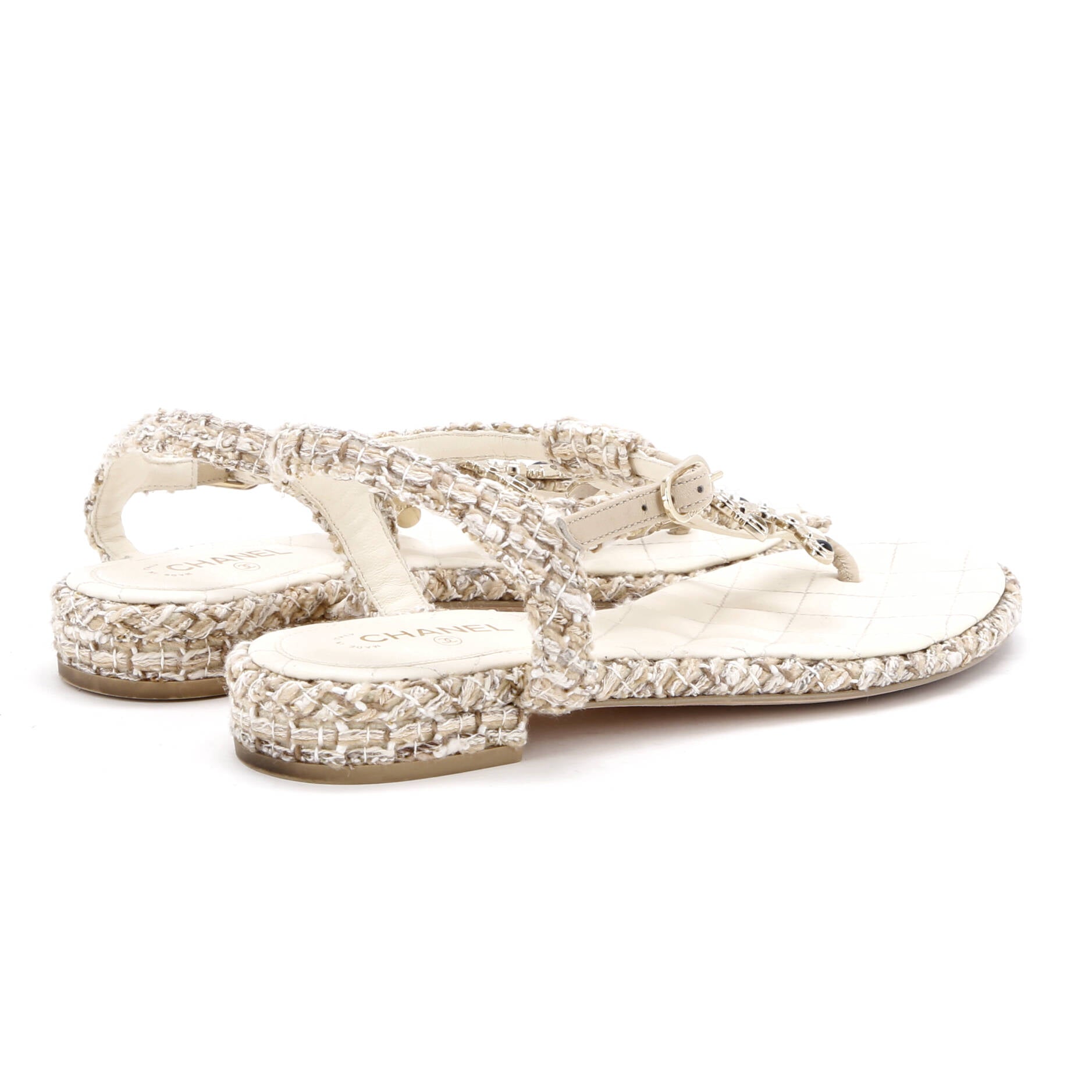 Women's Embellished CC Thong Sandals Tweed