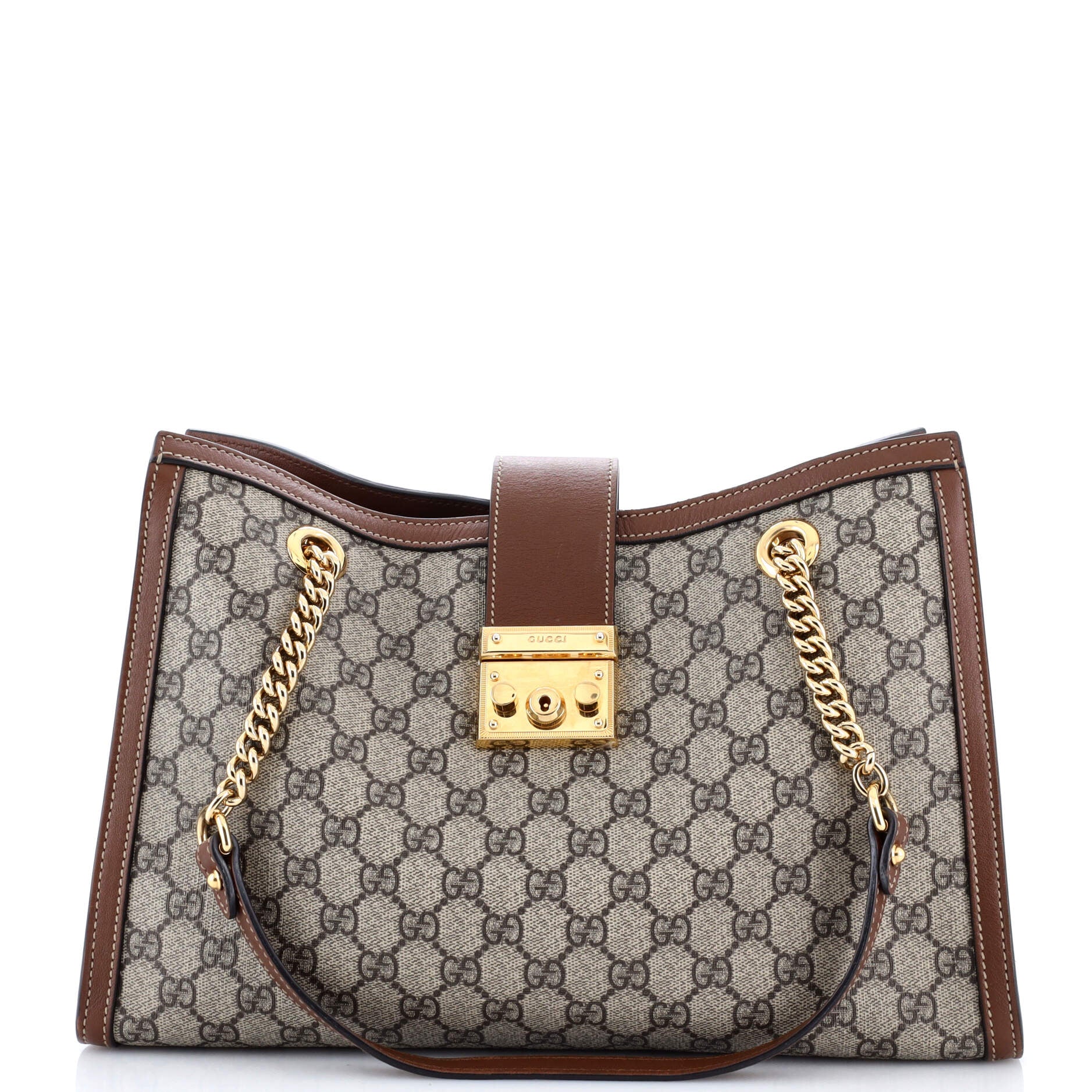 Padlock Chain Tote GG Coated Canvas with Leather Medium