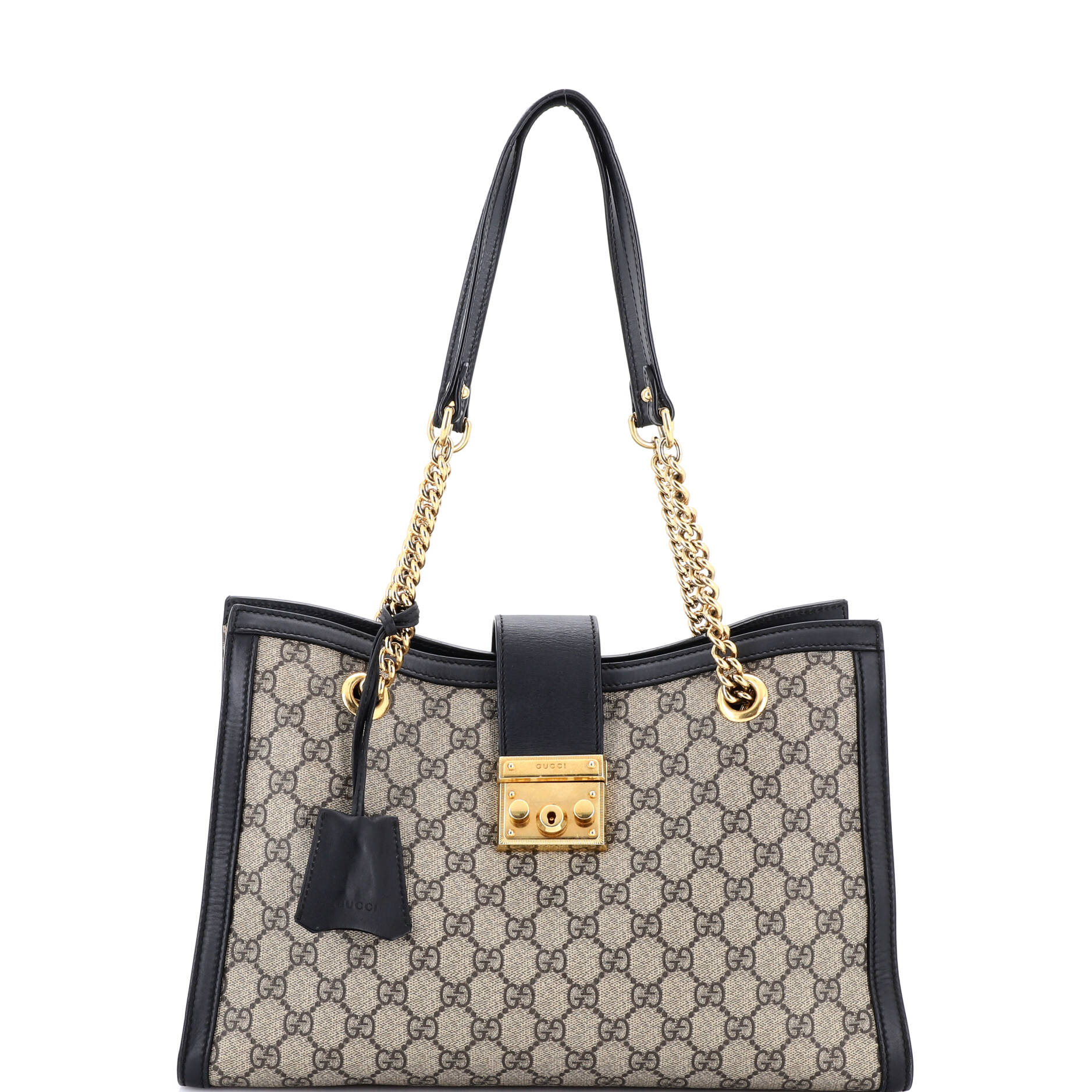 Padlock Chain Tote GG Coated Canvas with Leather Medium