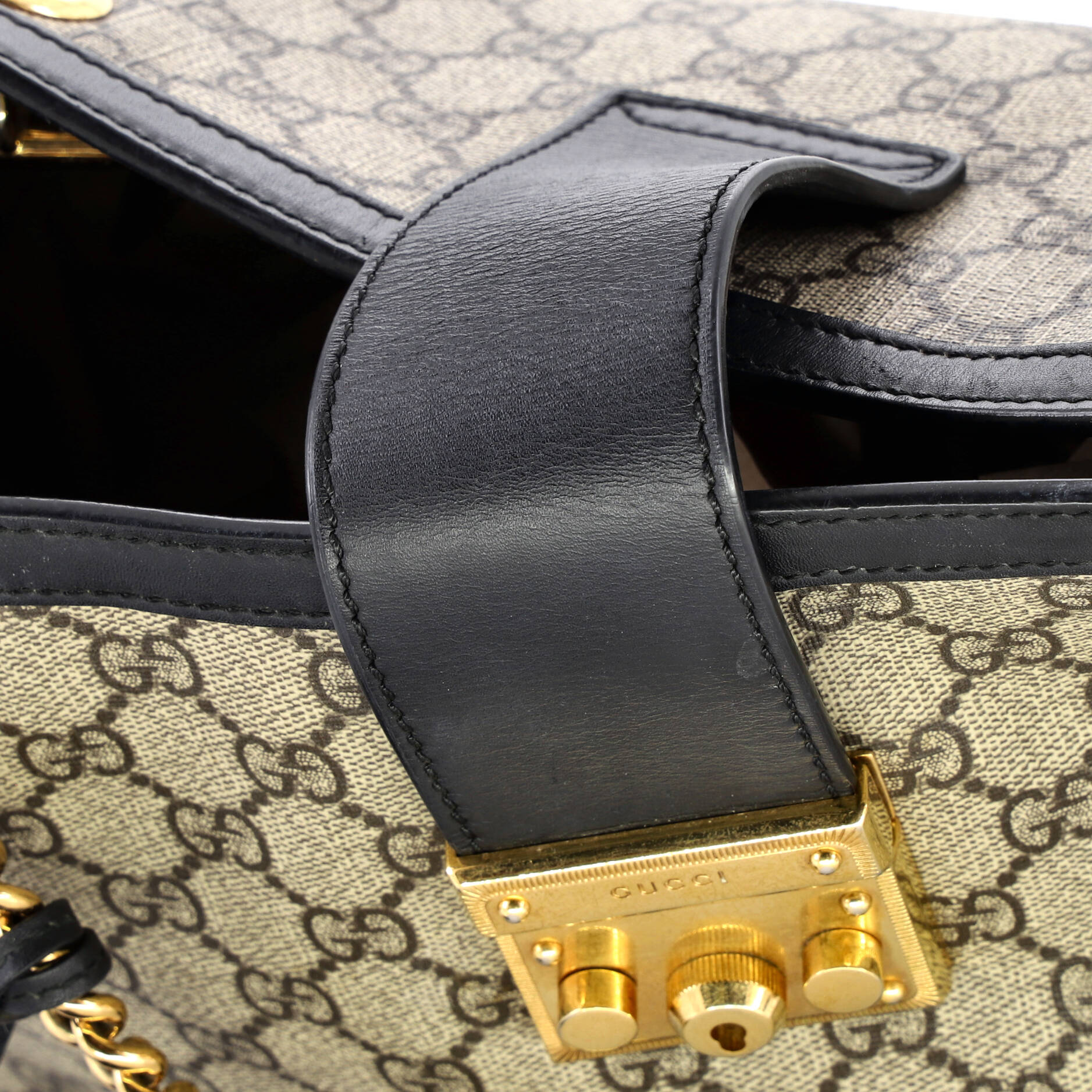 Padlock Chain Tote GG Coated Canvas with Leather Medium
