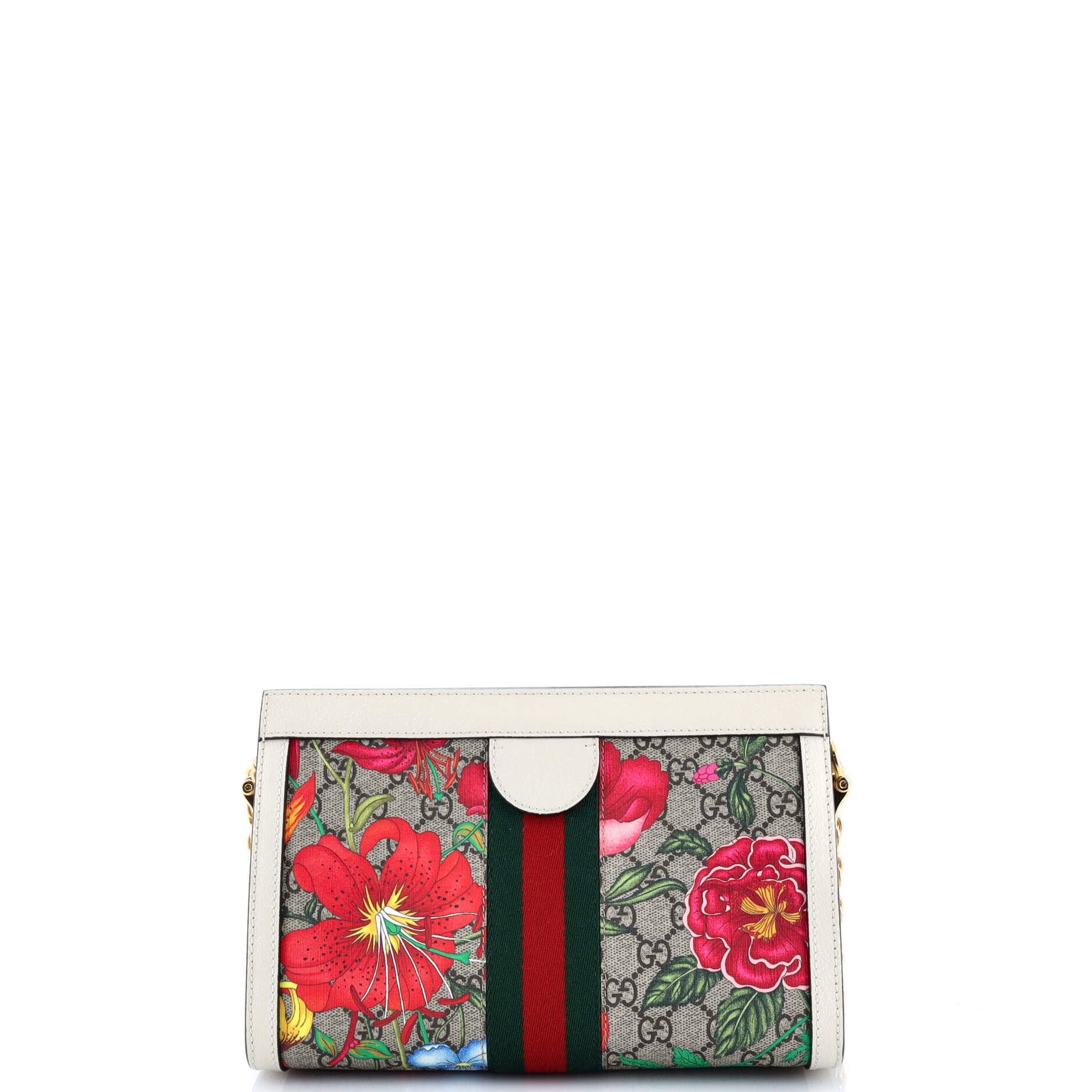 Ophidia Chain Shoulder Bag Flora GG Coated Canvas Small