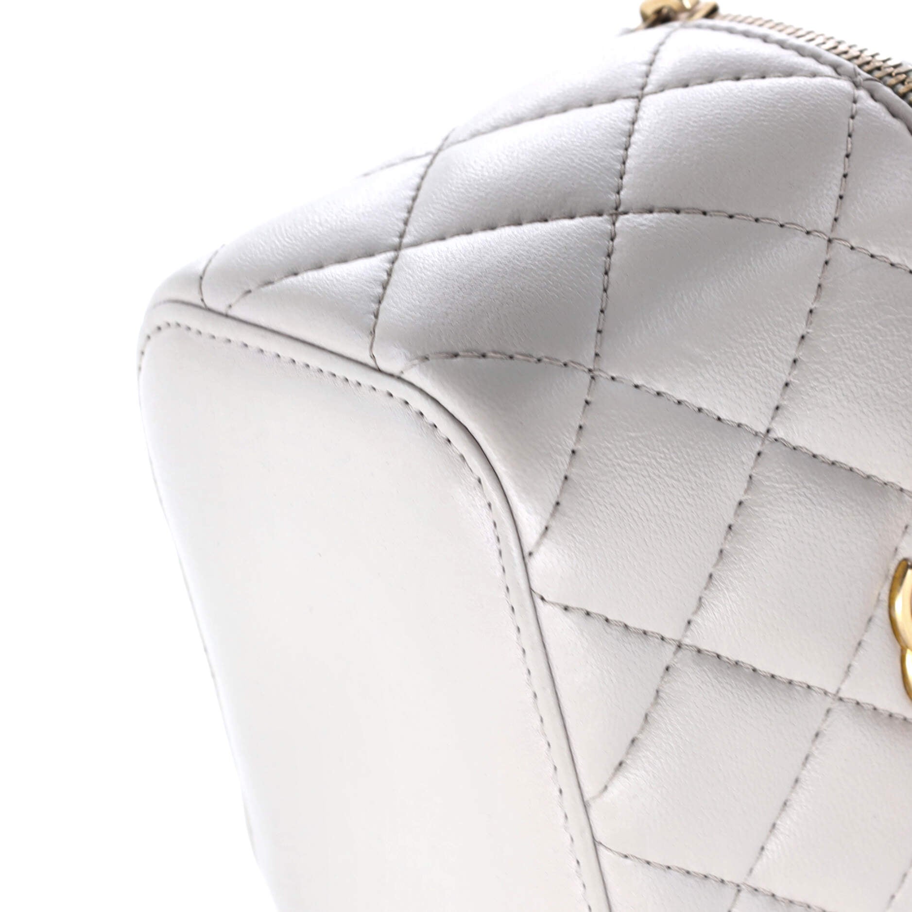 Classic Top Handle Vanity Case with Chain Quilted Lambskin Mini