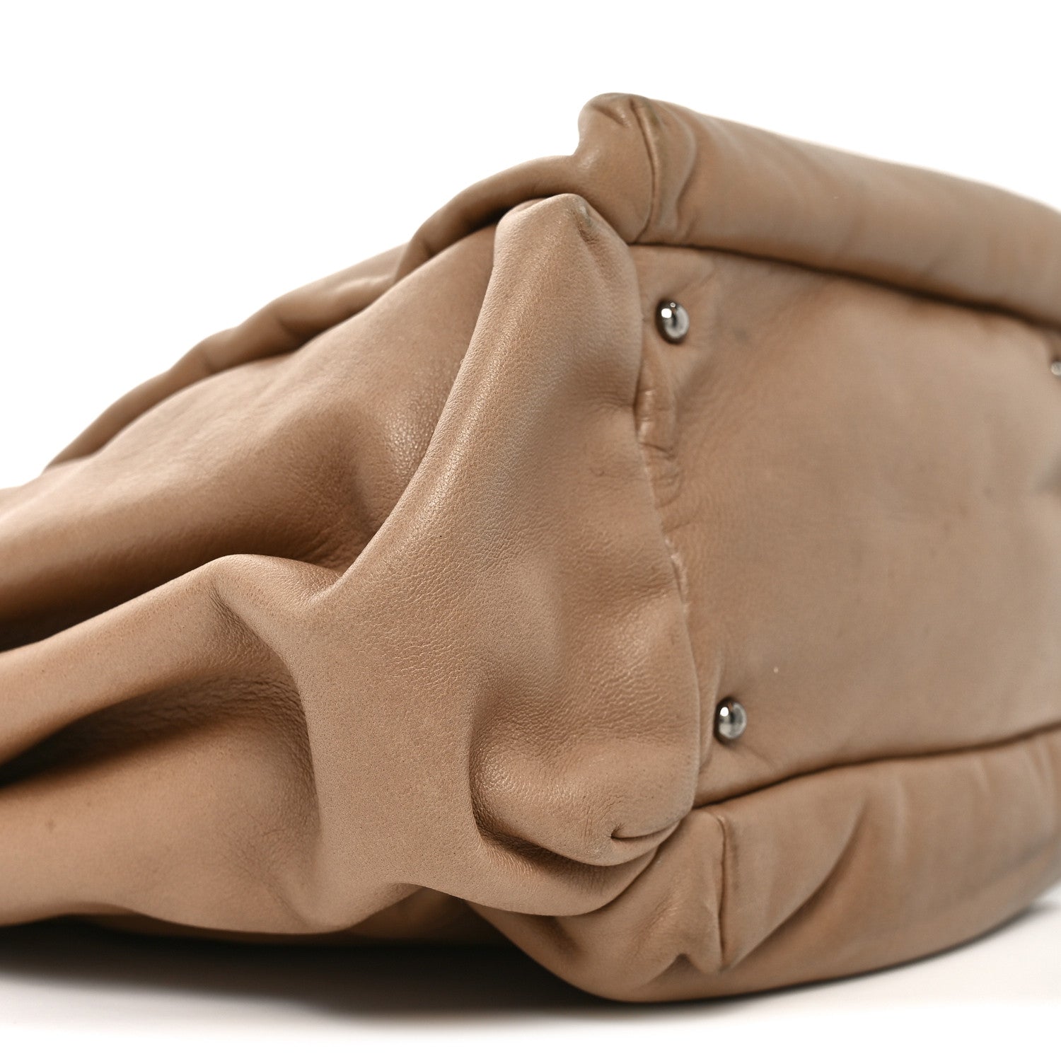 Lambskin Lax Accordion Hobo Beige