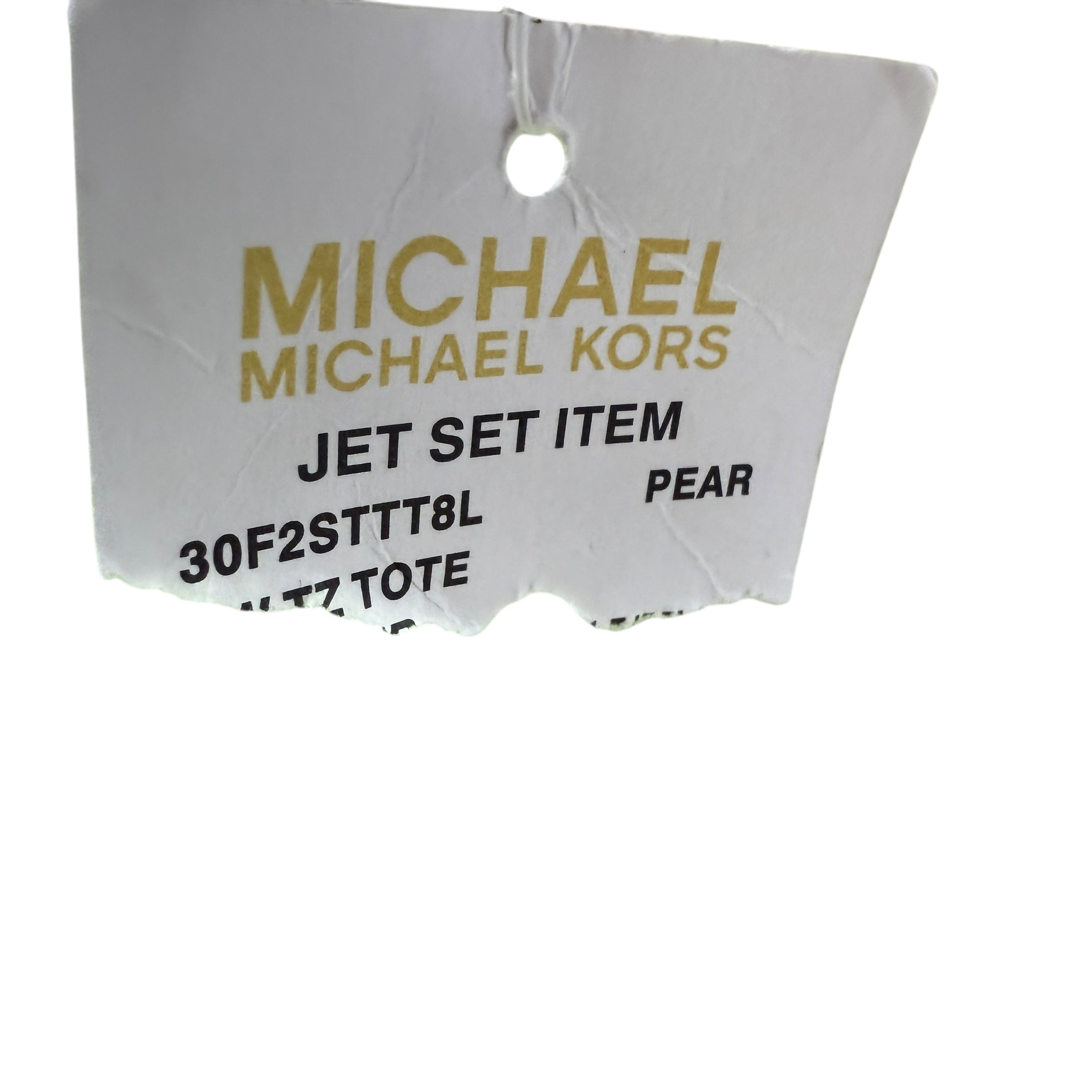Jet Set East West Top-Zip Saffiano Leather Tote In Pear Designer By Michael Kors, Size: Medium