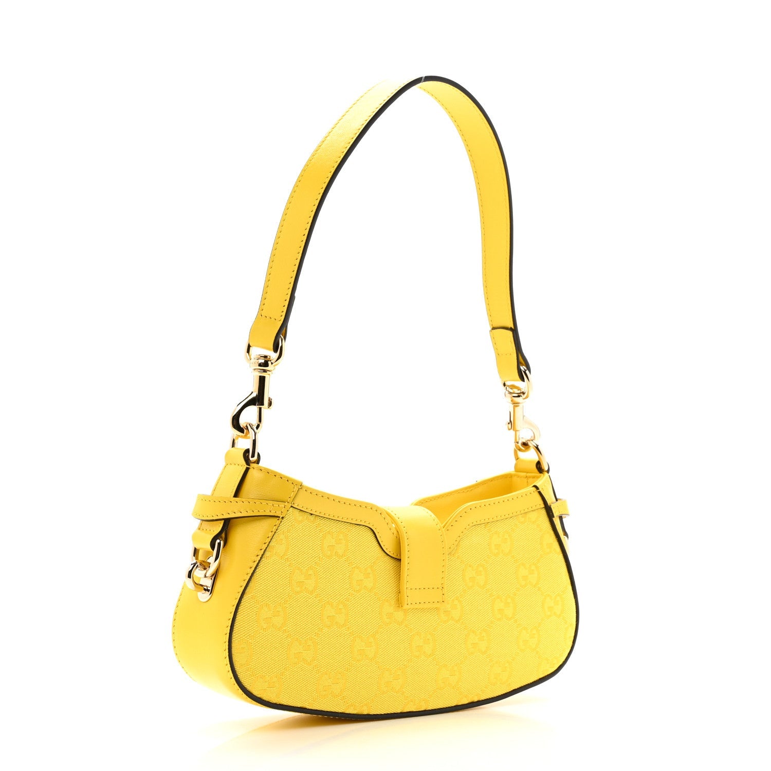 Calfskin Monogram Mini Moon Side Shoulder Bag Yellow