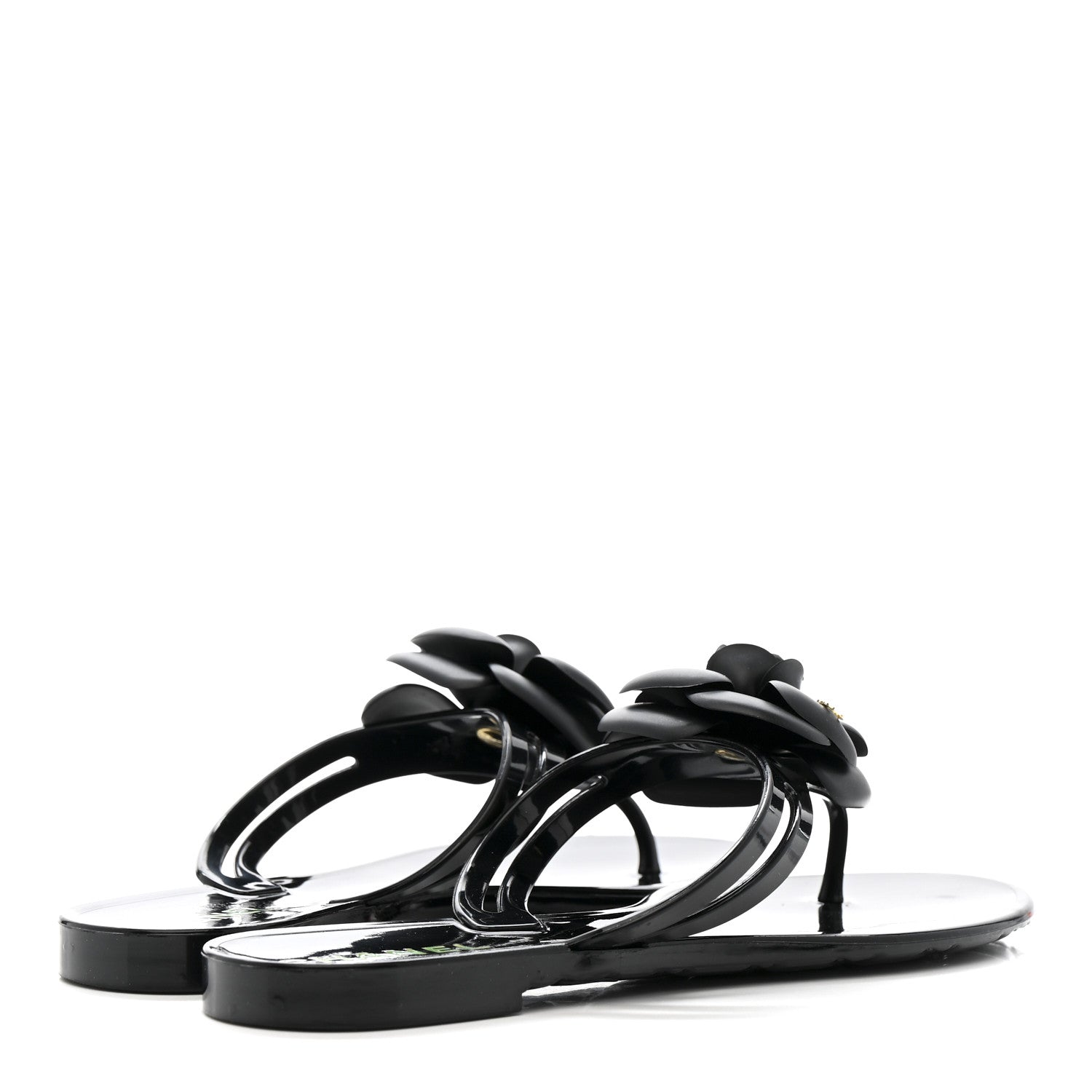 Jelly Camellia Thong Sandals 37 Black