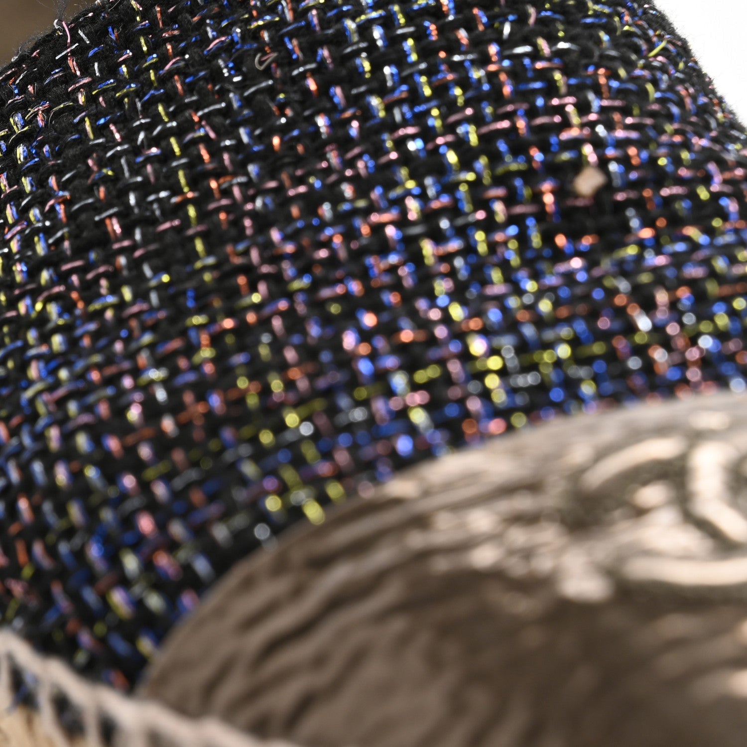 Metallic Tweed Patent CC Espadrilles 37 Black Silver