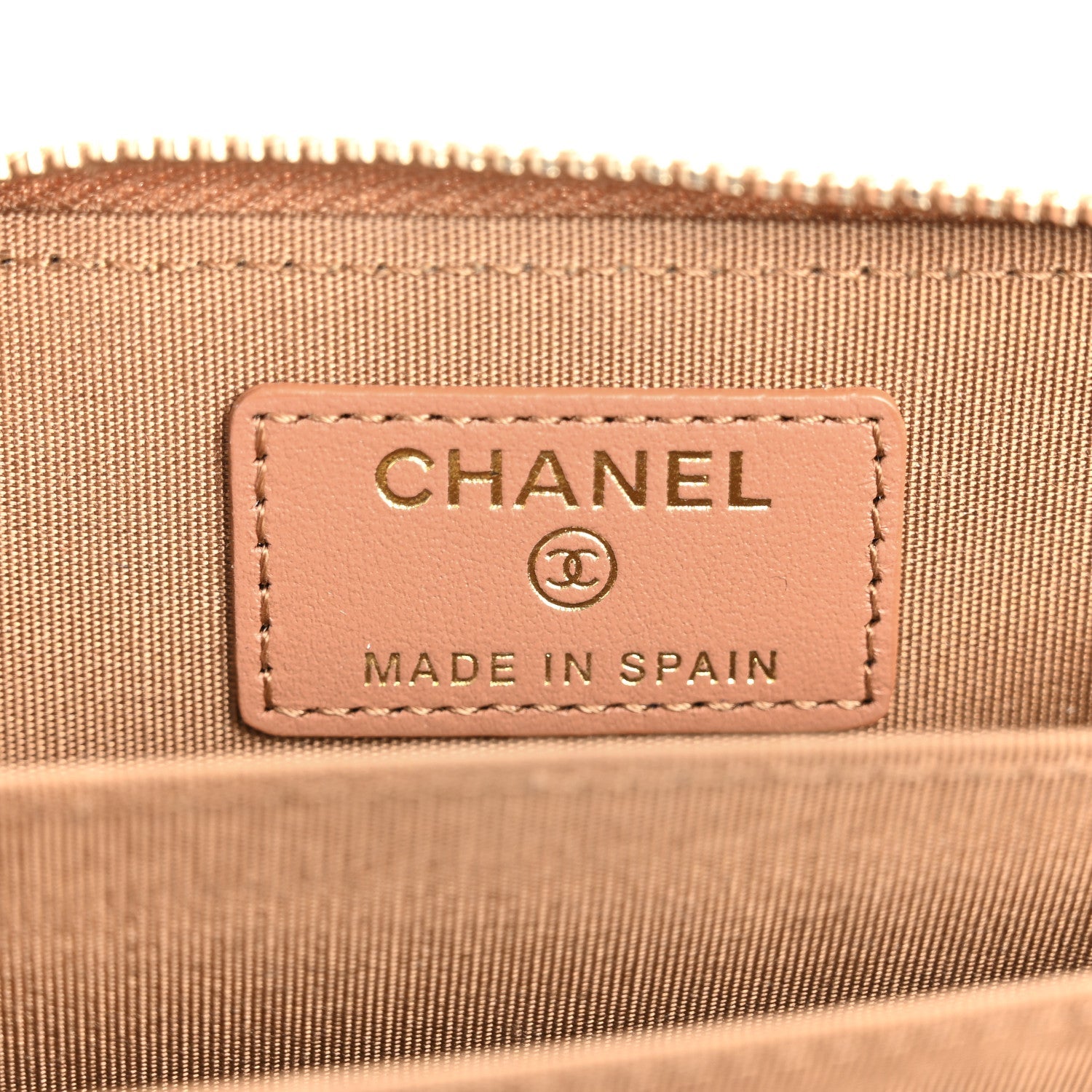 Lambskin Quilted Chanel 19 Zip Around Coin Purse Wallet Brown