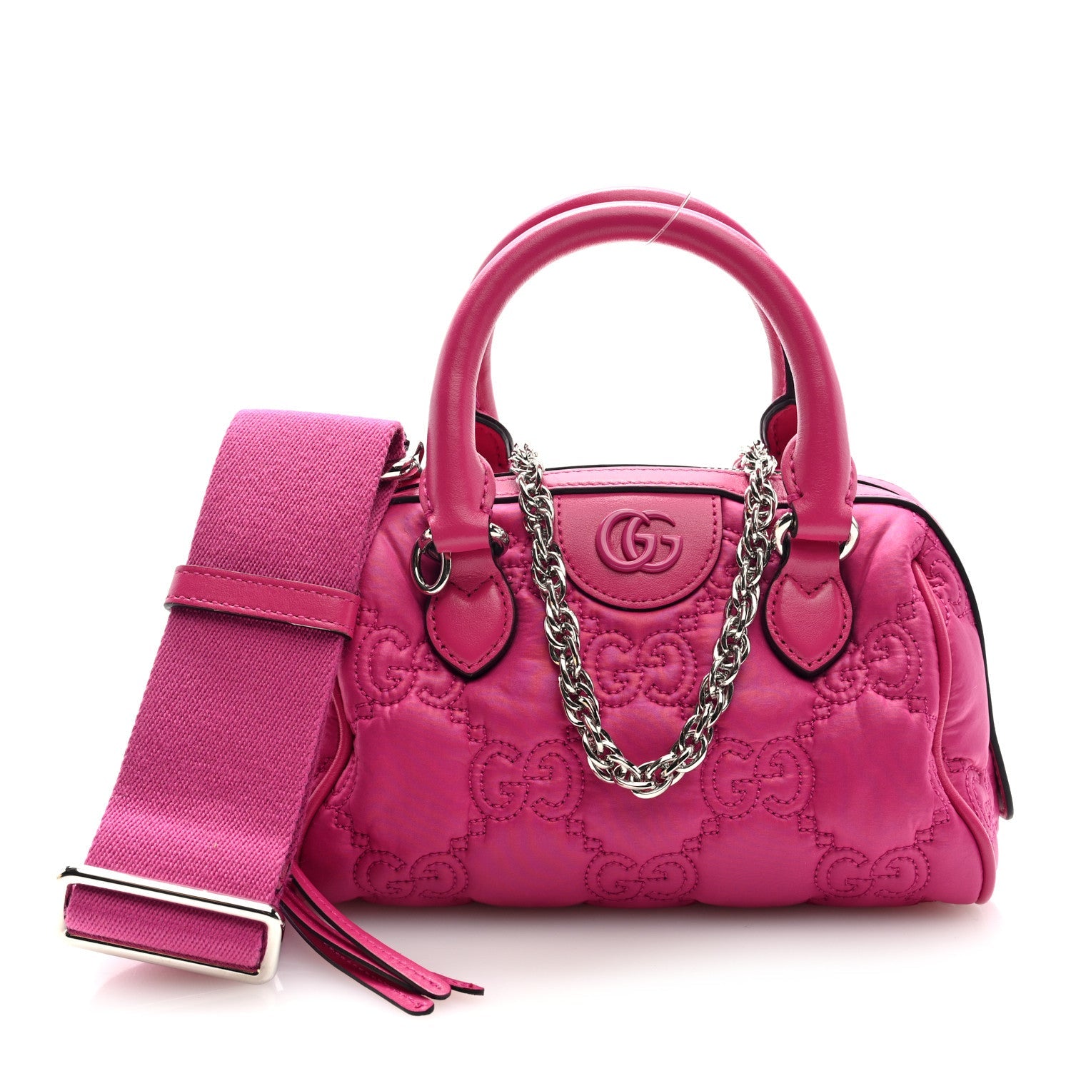 Nylon Calfskin Enamel GG Matelasse Mini Bowler Bag Lovely