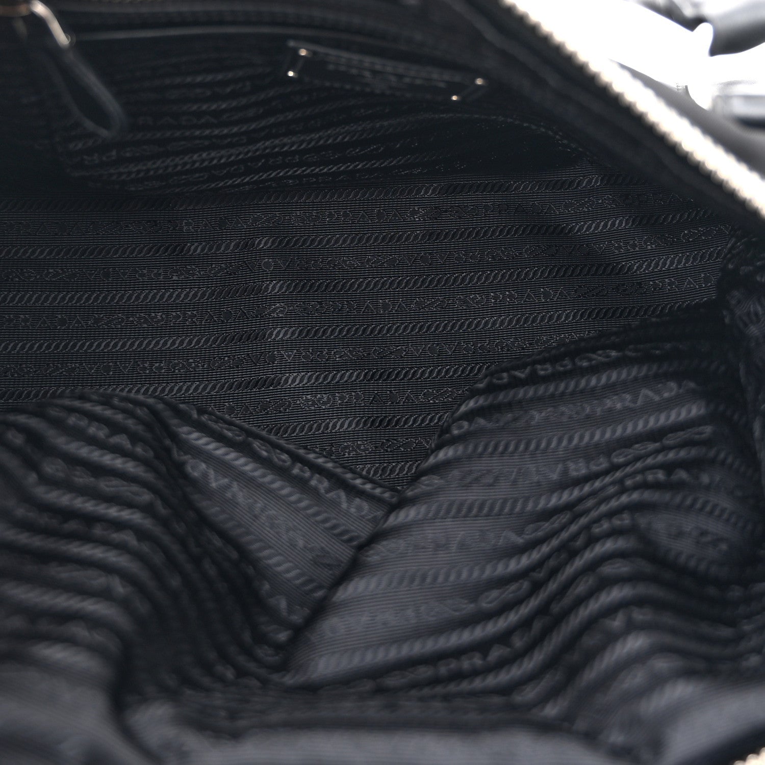 Tessuto Nylon Calfskin Dome Satchel Black
