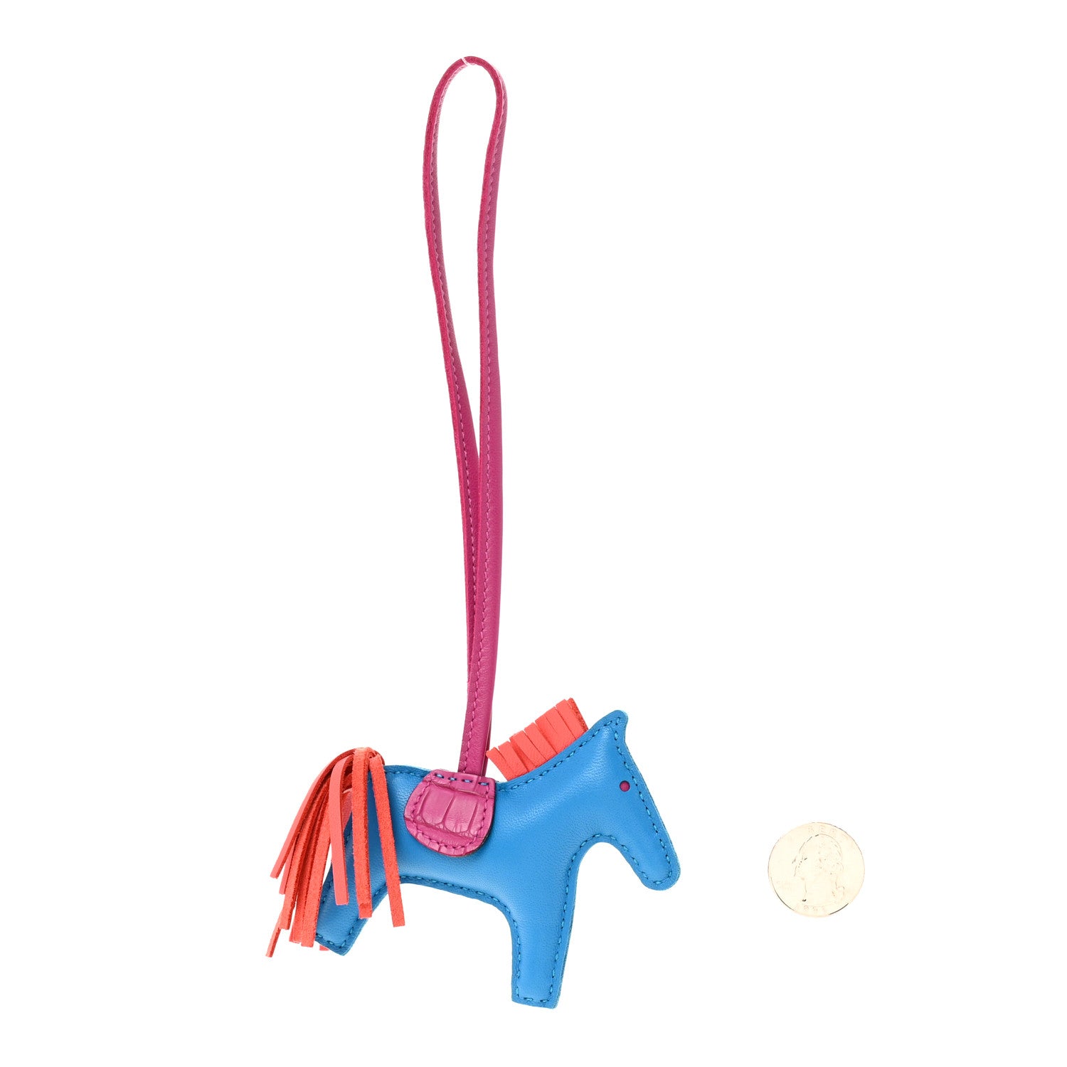 Milo Lambskin Matte Alligator Touch Grigri Rodeo Horse Bag Charm PM  Bleu France Orange Poppy Framboise