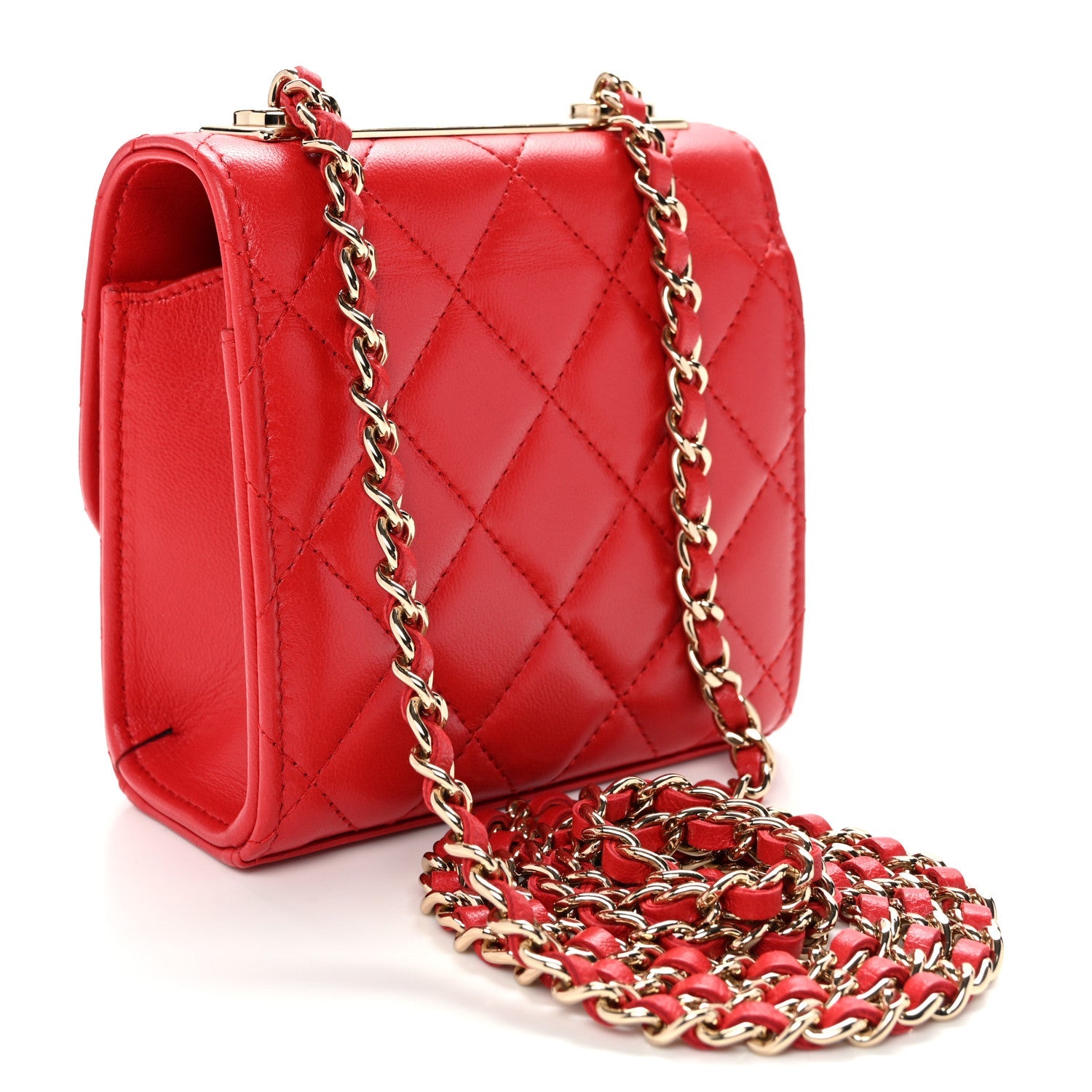Lambskin Quilted Mini Trendy CC Chain Wallet Black