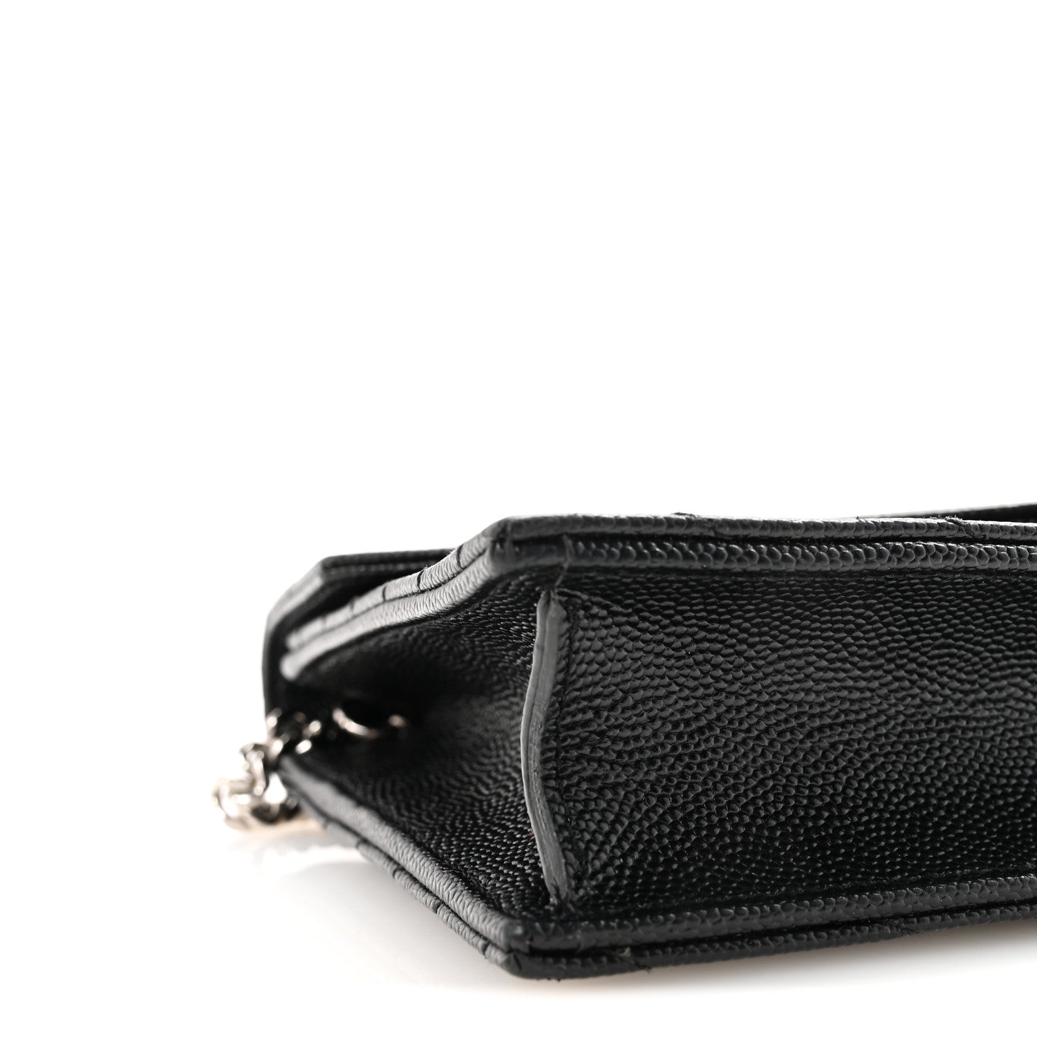 Grain De Poudre Matelasse Chevron Monogram Envelope Chain Wallet Black