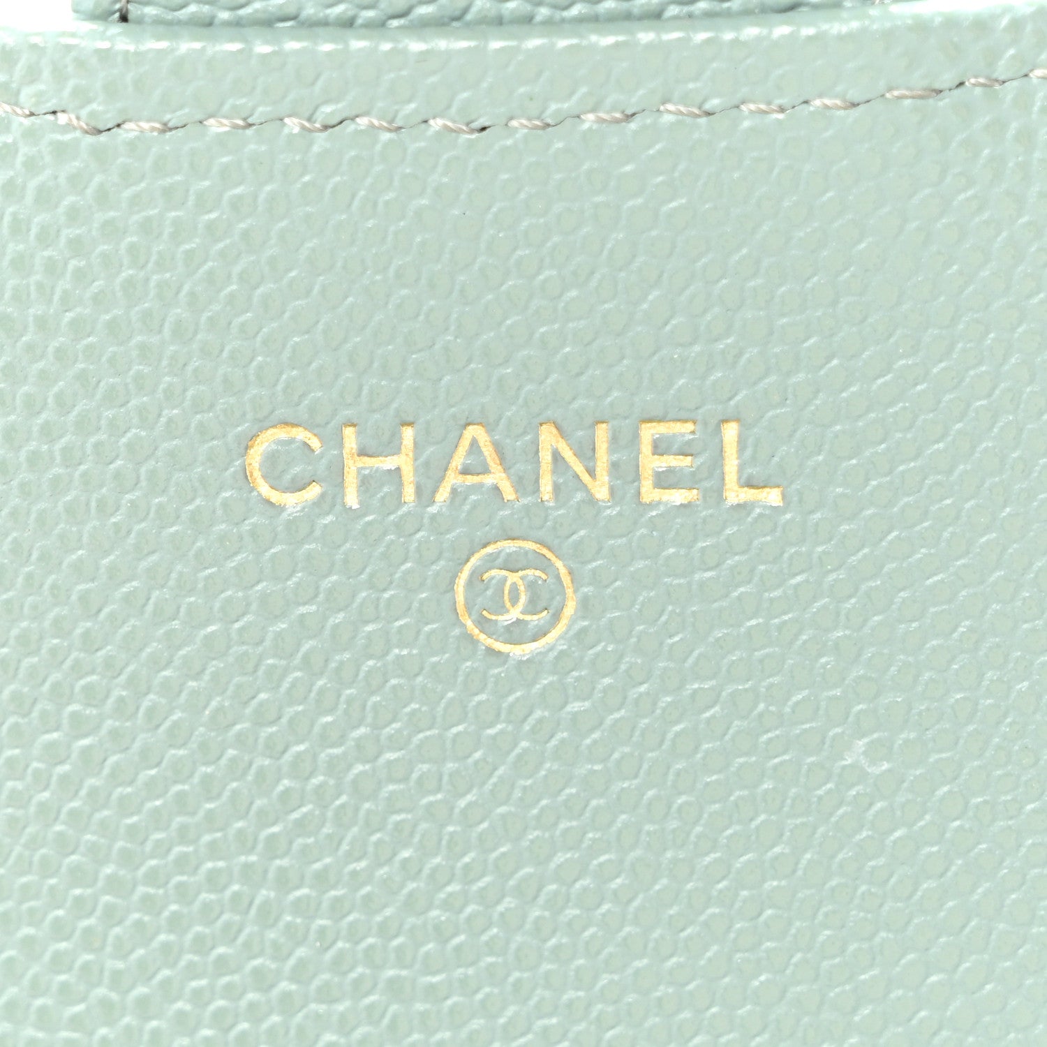 Caviar Quilted Phone Holder Wallet on Removable Chain Light Blue
