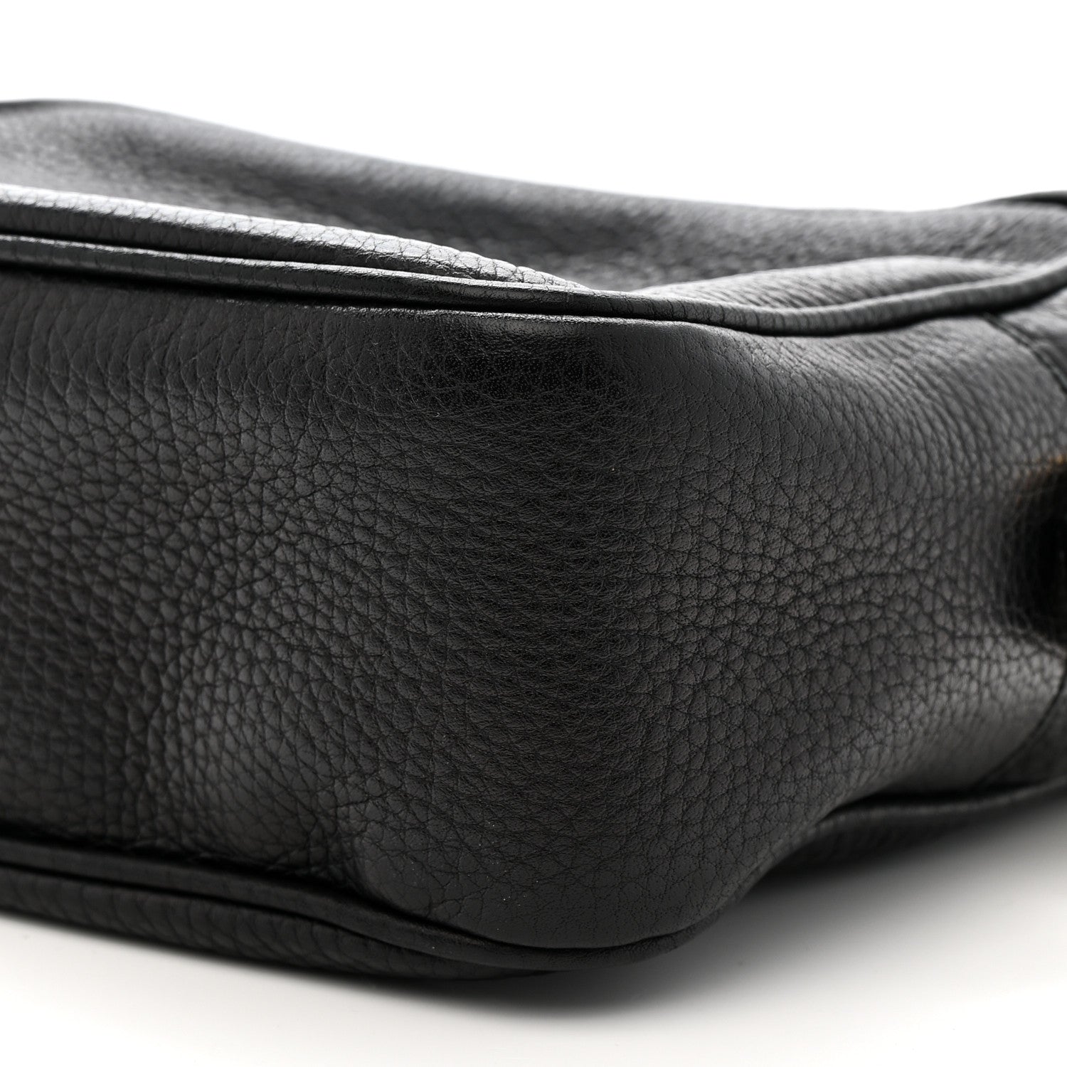 Pebbled Calfskin Small Soho Disco Bag Black