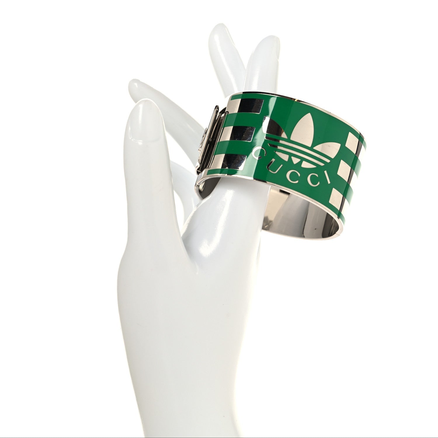 X ADIDAS Metal Enamel Cuff Bracelet S Silver Green