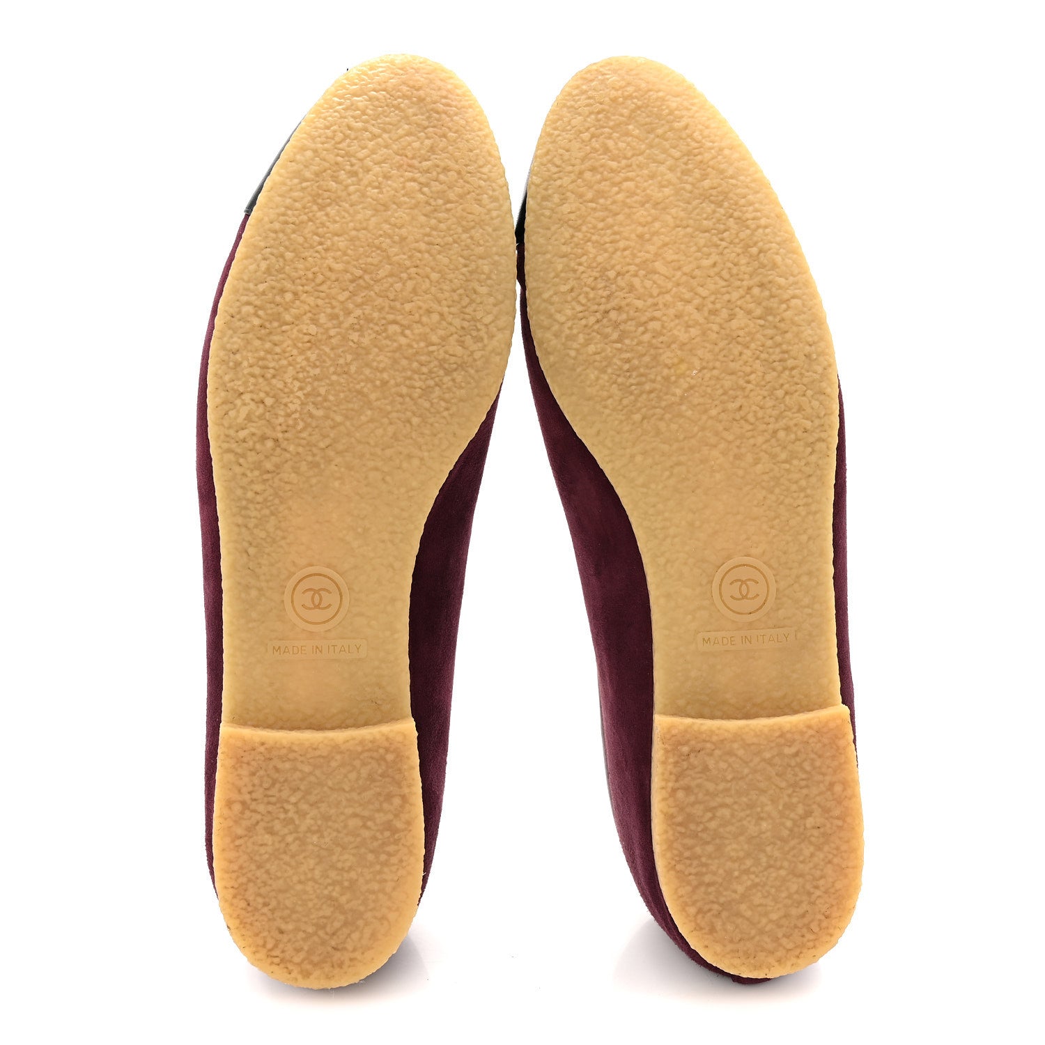 Suede Lambskin Cap Toe CC Ballerina Flats 41 Burgundy Black