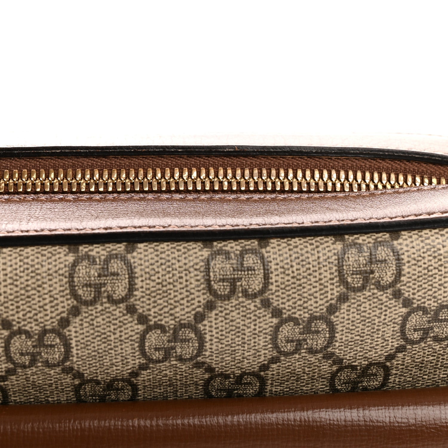 GG Supreme Monogram Small Horsebit 1955 Shoulder Bag Beige Brown Sugar