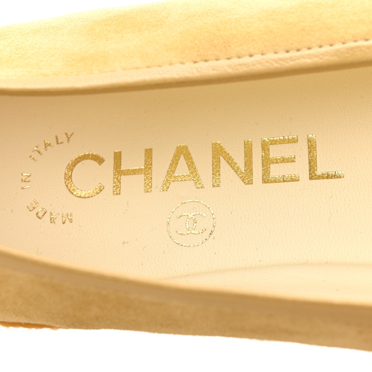 Suede Goatskin Cap Toe CC Ballerina Flats 38 Beige Black