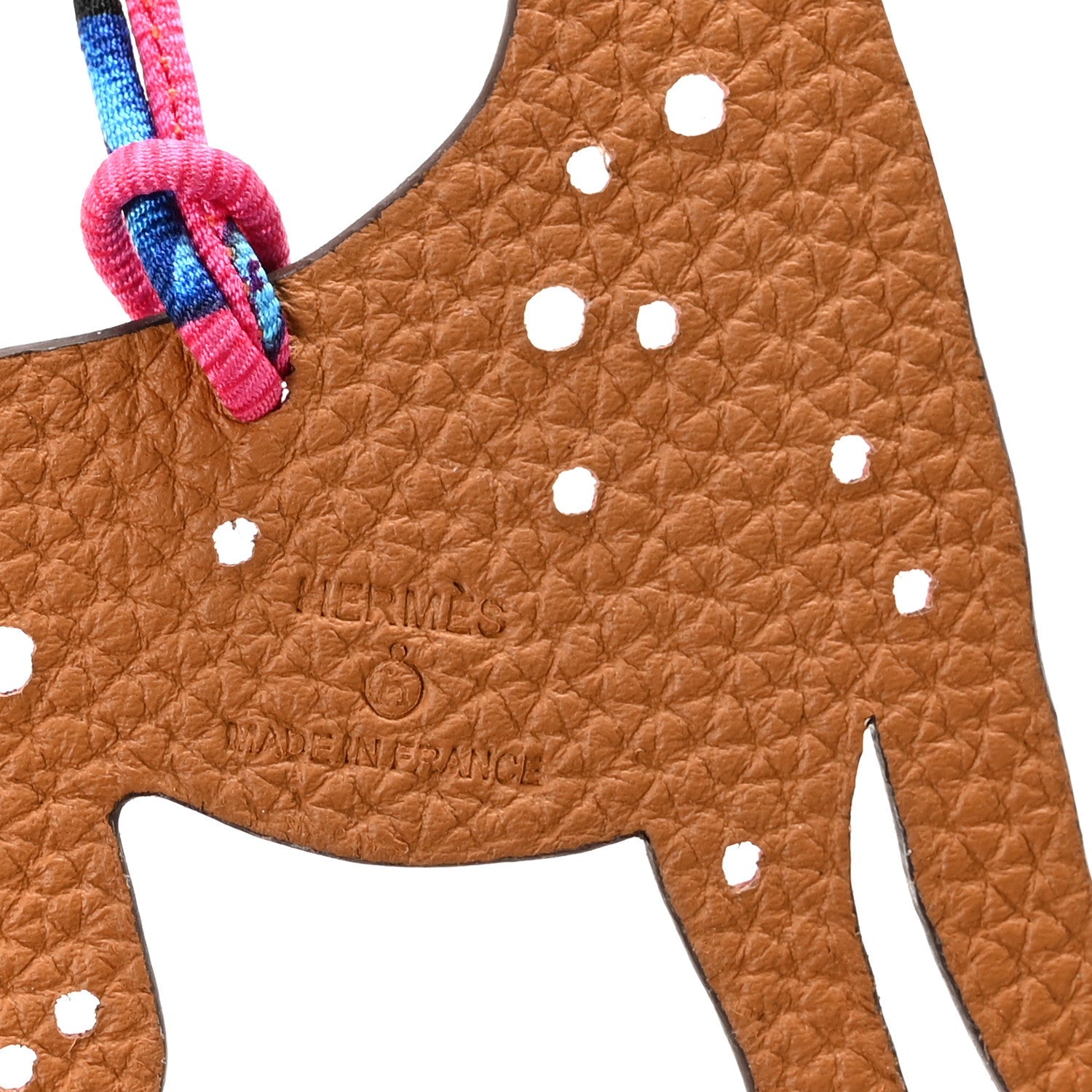 Epsom Togo Petit H Dalmatian Bag Charm GM Rouge Casaque Gold