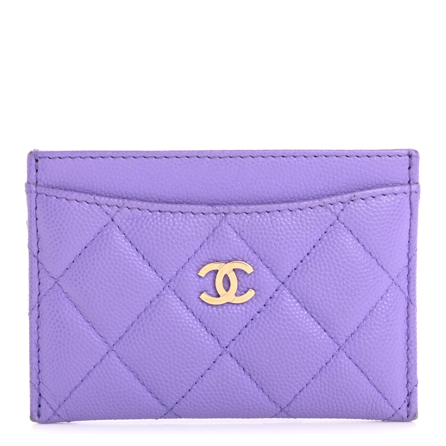 Caviar Quilted Card Holder Purple