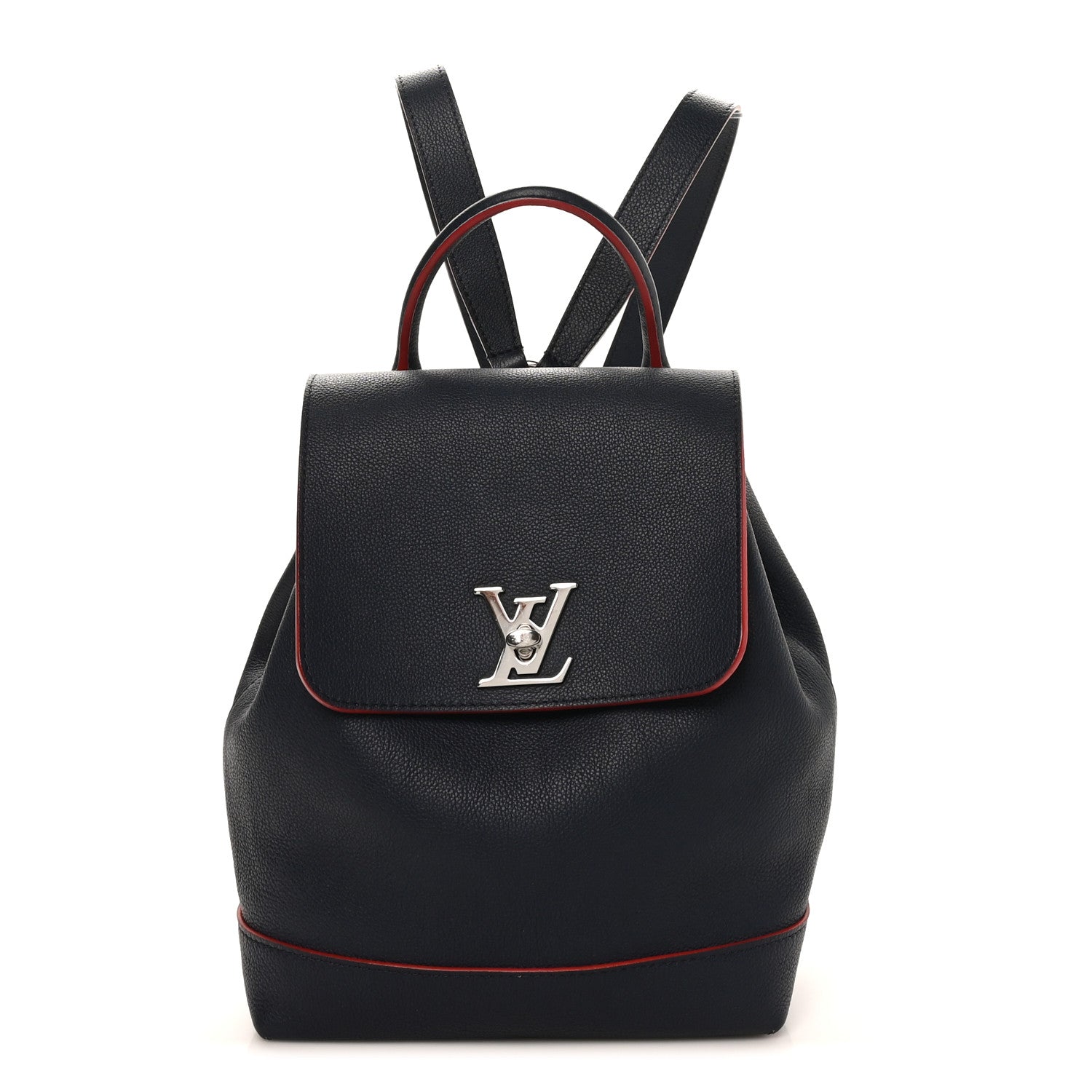 Soft Calfskin Lockme Backpack Marine Rouge