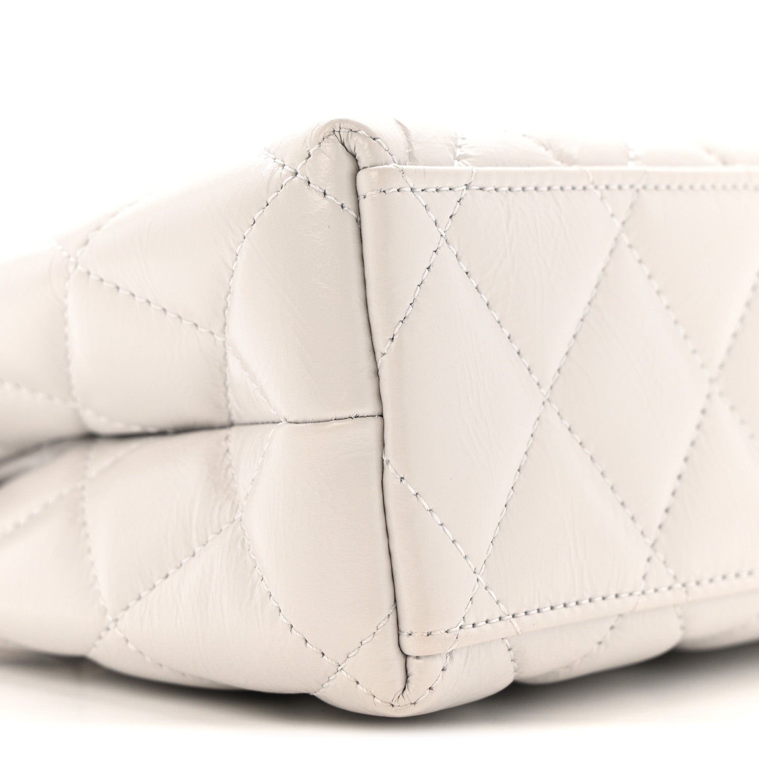 Shiny Aged Calfskin Quilted Nano Kelly Shopper Light Grey