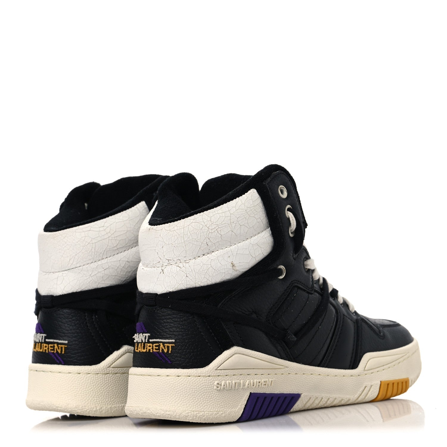 Crackled Calfskin Mens Cure 05 High Top Sneakers 42 Black White
