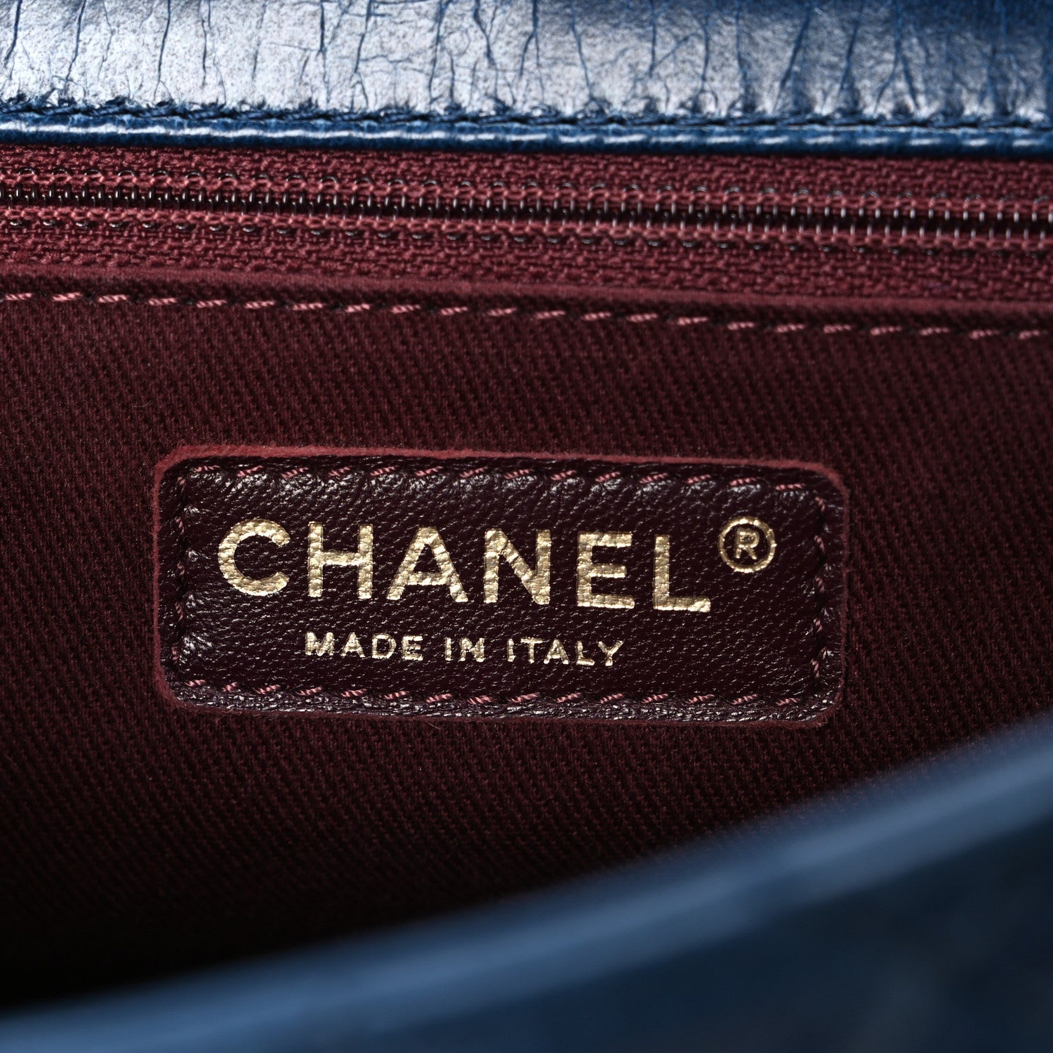 Glazed Calfskin Castle Rock Medium Flap Blue