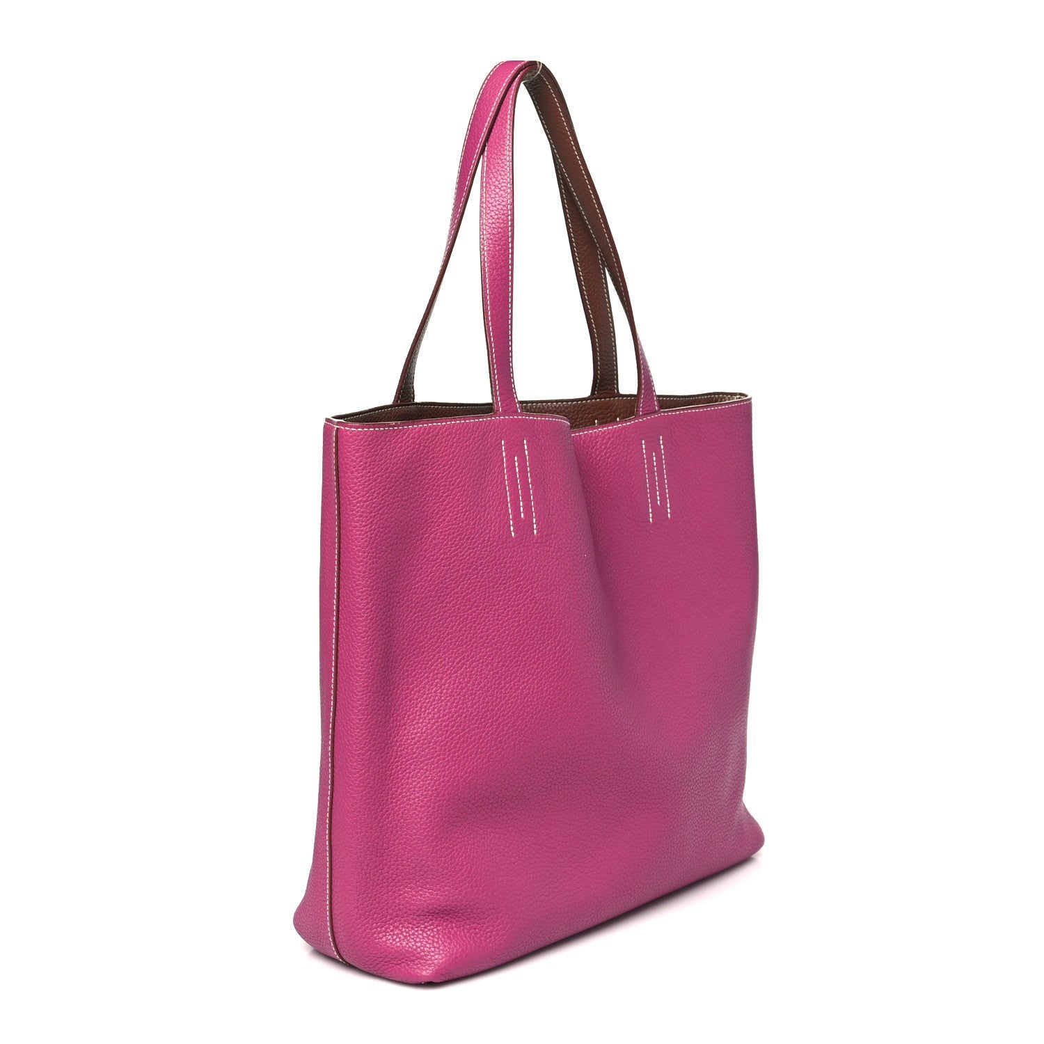 Taurillon Clemence Double Sens 36 Reversible Tote Marron Tosca