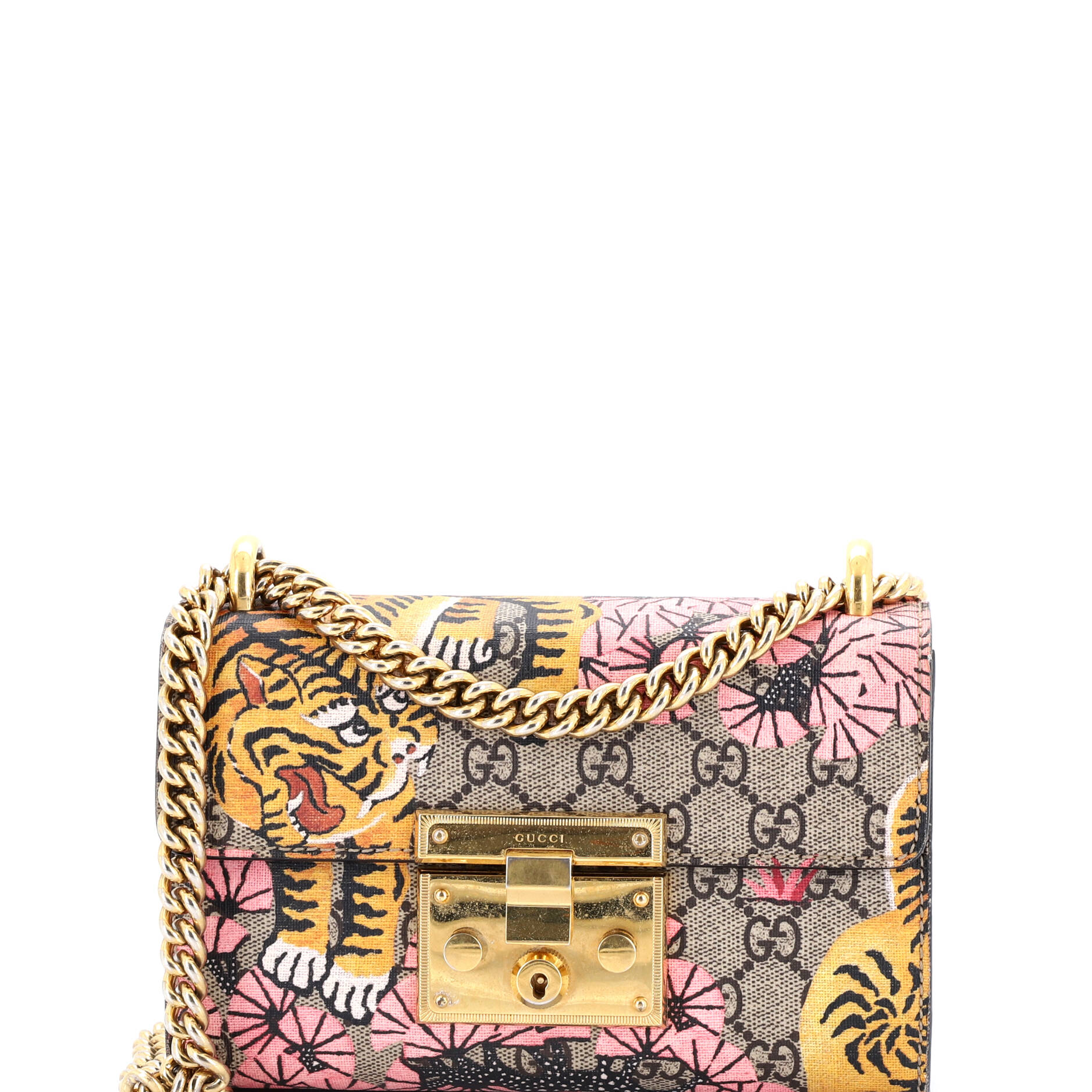 Padlock Shoulder Bag Bengal Print GG Coated Canvas Small
