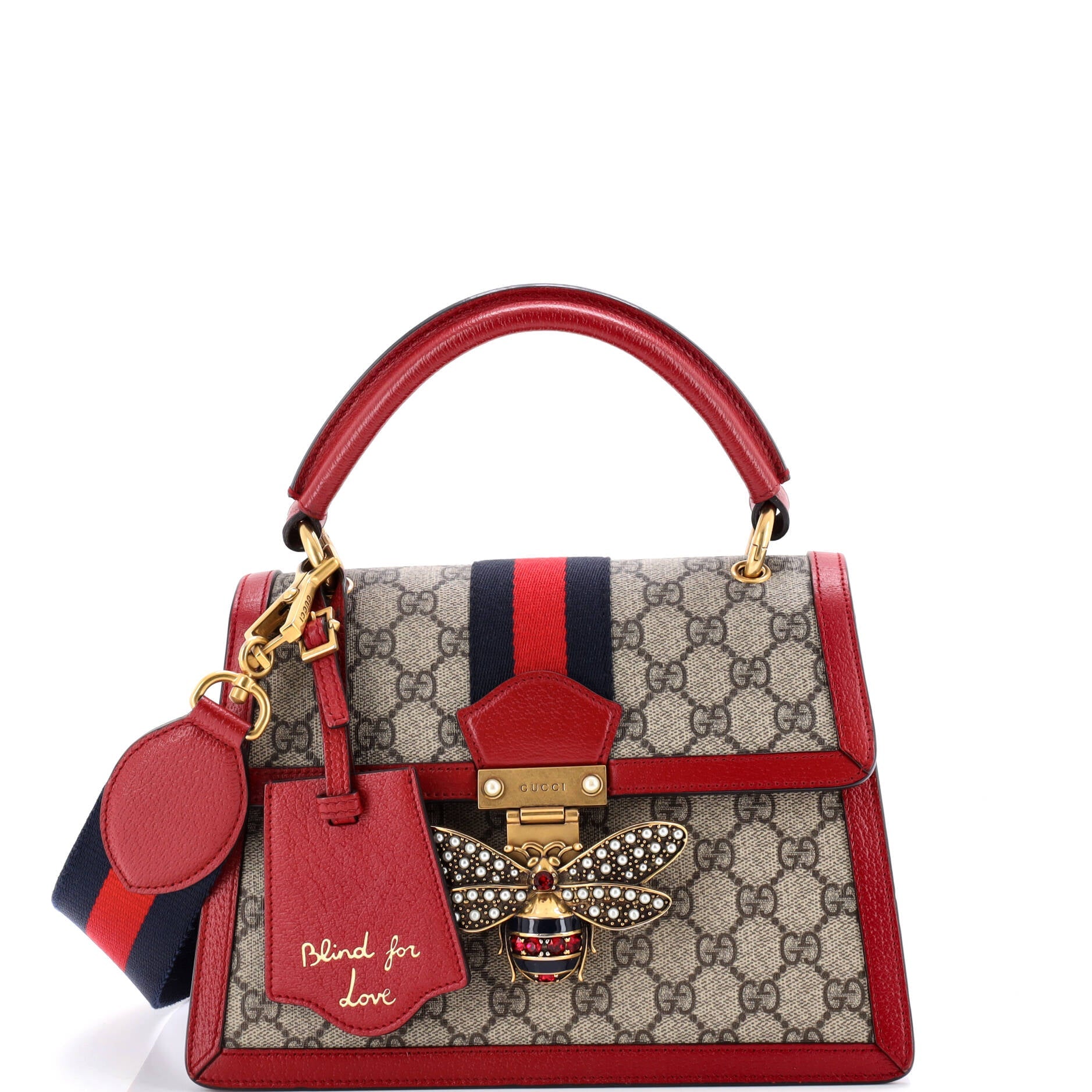 Queen Margaret Top Handle Bag GG Coated Canvas with Leather Small