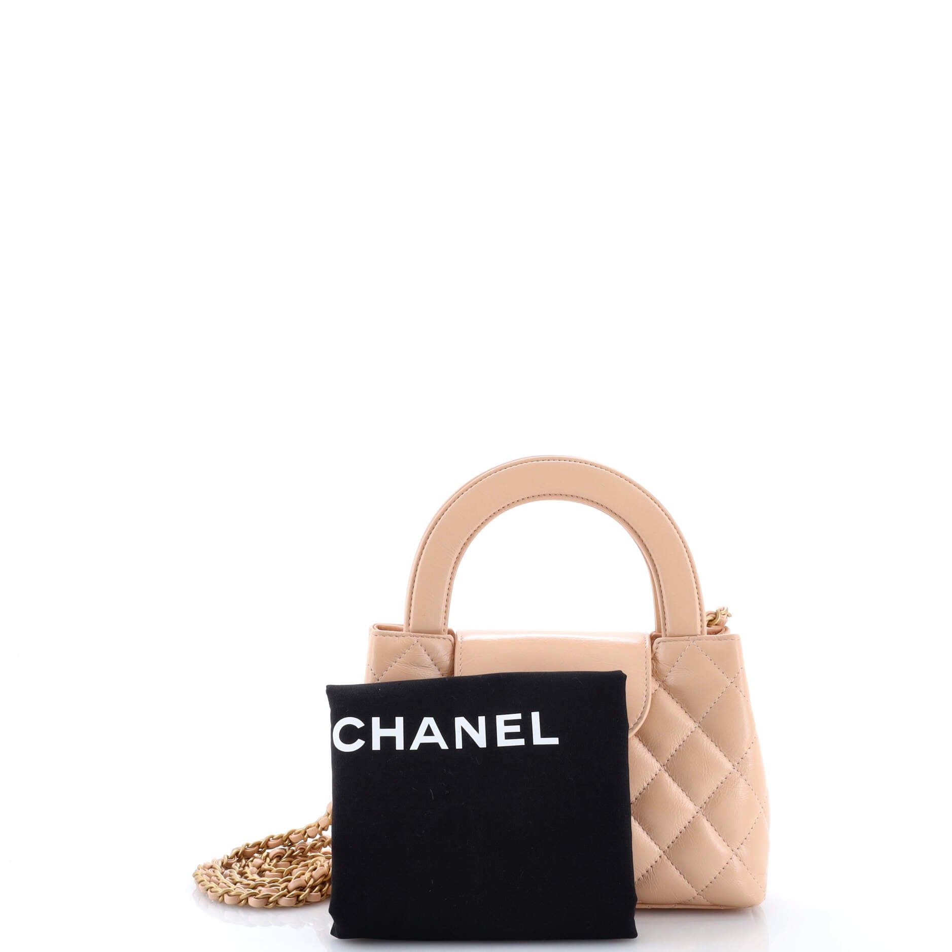 Kelly Top Handle Shopping Bag Quilted Shiny Aged Calfskin Mini