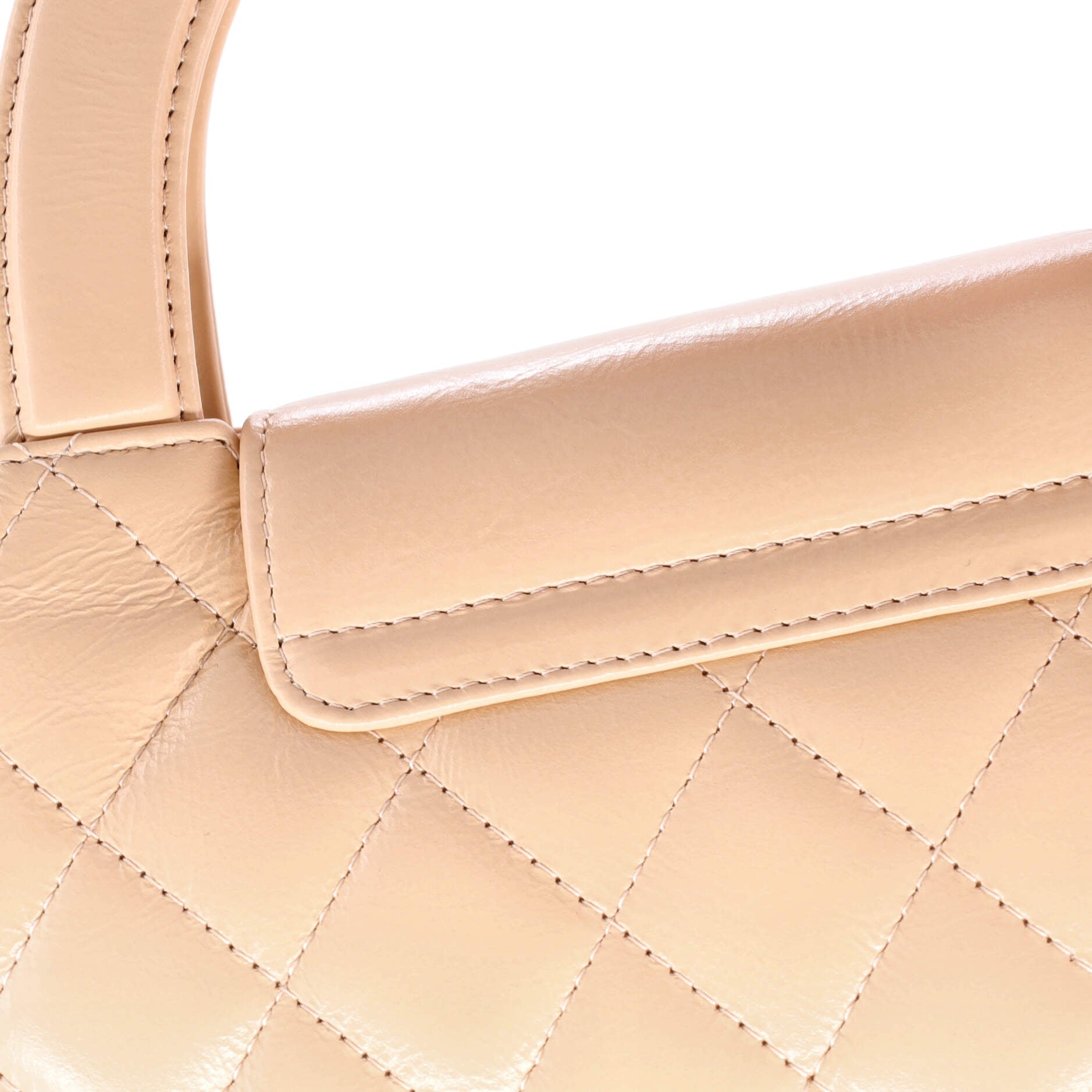 Kelly Top Handle Shopping Bag Quilted Shiny Aged Calfskin Mini
