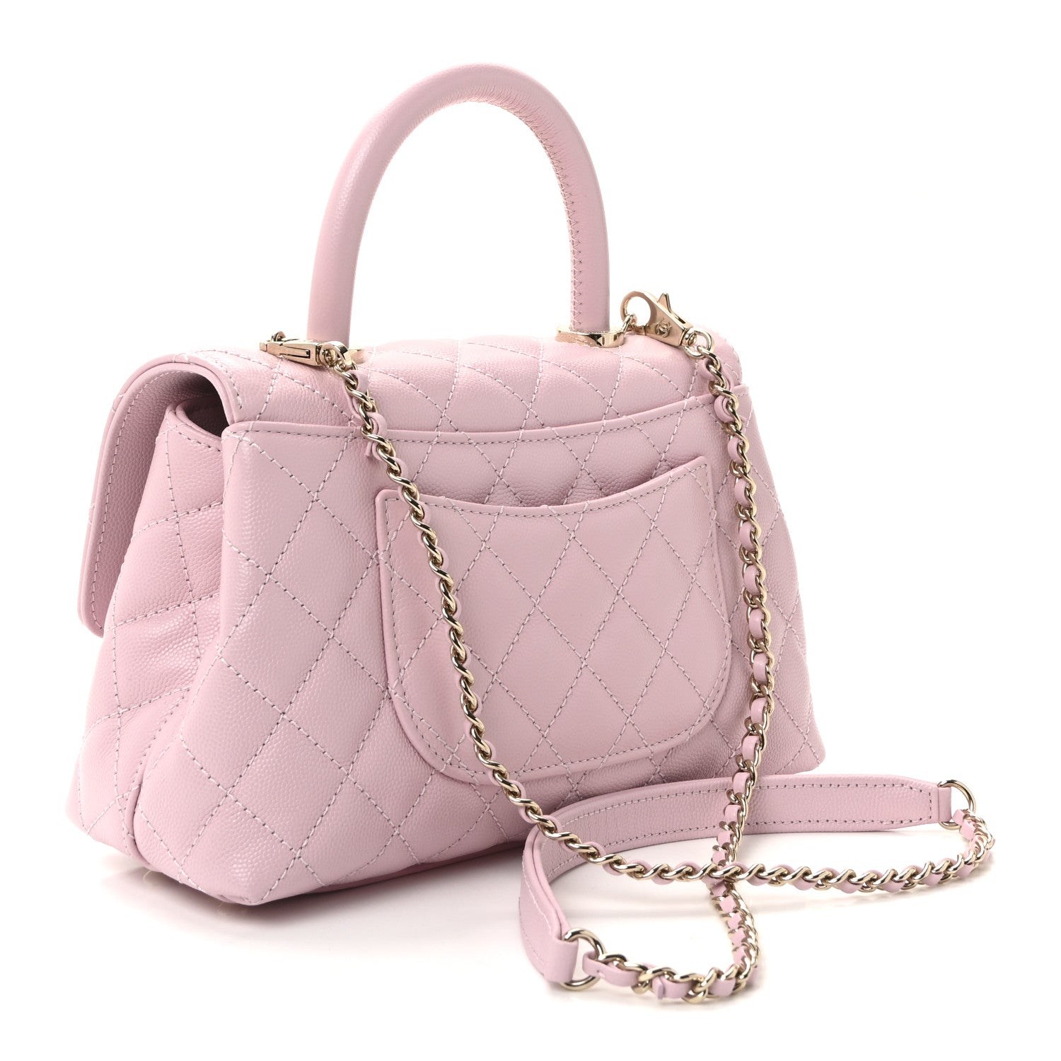 Caviar Quilted Mini Coco Handle Flap Light Pink