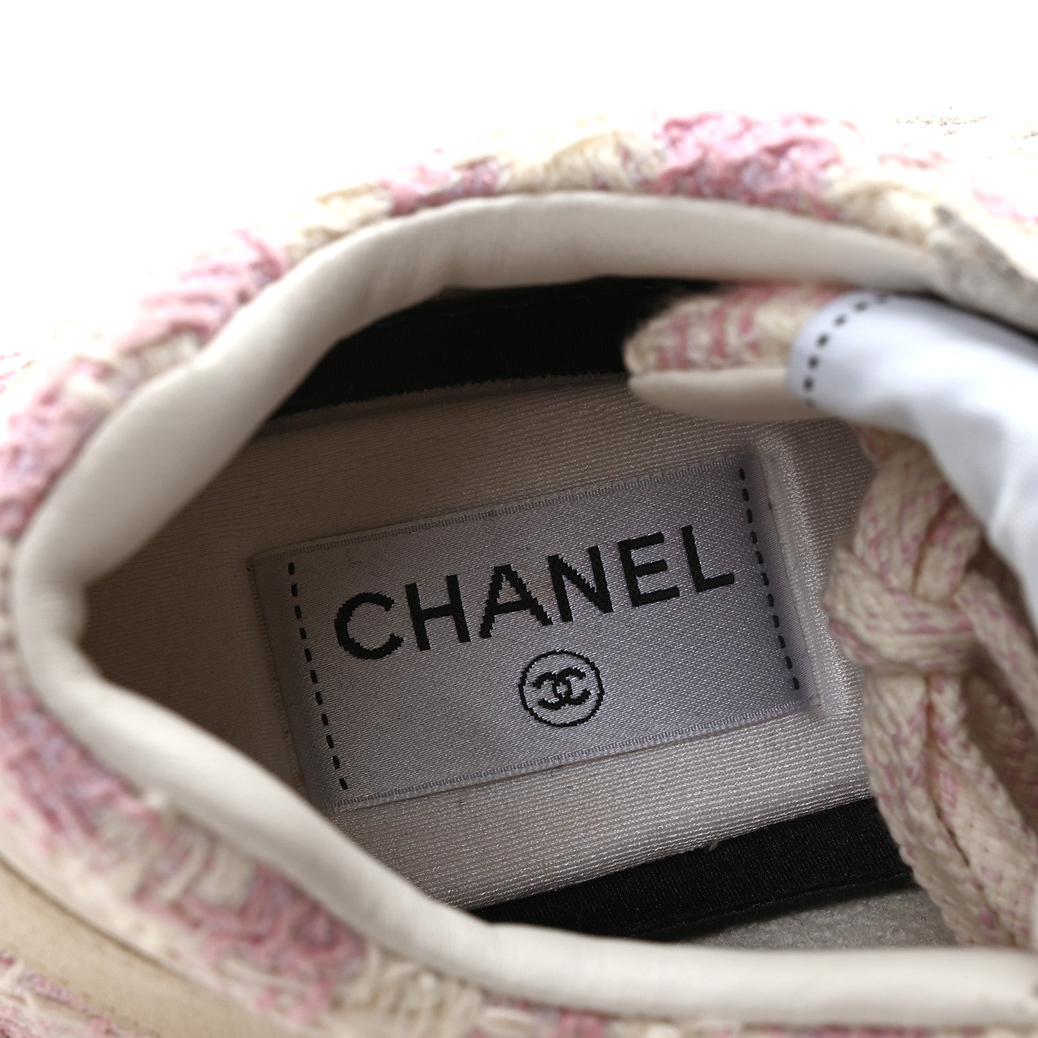 Tweed Suede Calfskin Womens CC Sneakers 39 Pink Ecru