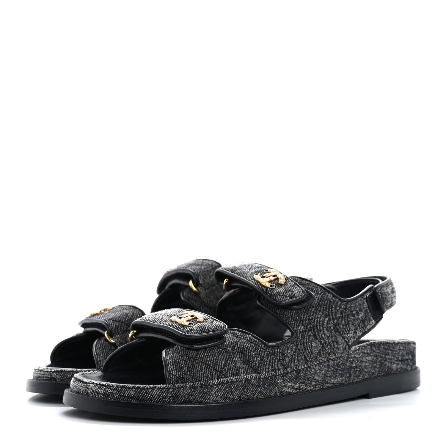 Velvet Velcro Dad Sandals 38.5 Grey
